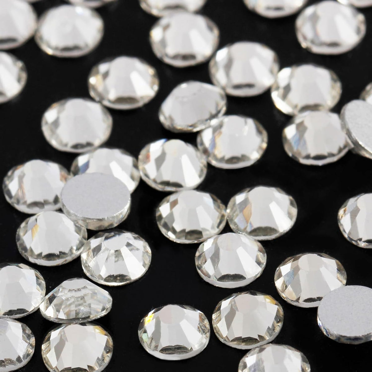2000PCS SS16 Flatback Rhinestones | 12-Facet Diamond-Cut Glass Gems for Nail Art, Clothing, DIY Crafts |Glue-On Decoration Stones with Silver Backing(Crystal)