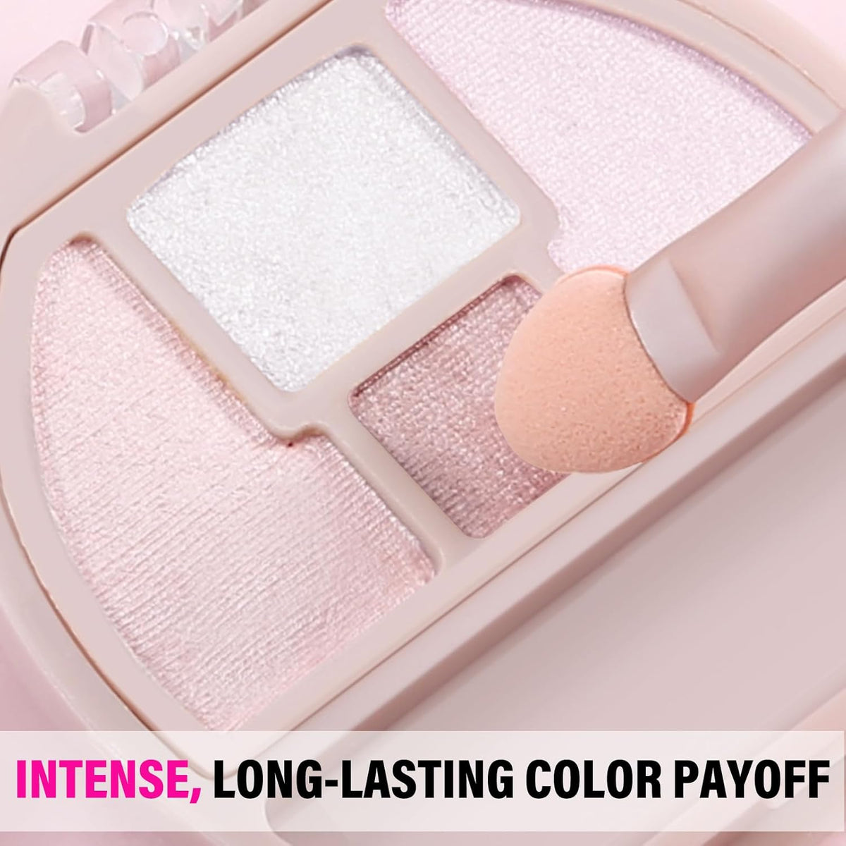 Boobeen 4-Color Makeup Palette, Highly Pigmented Glitter Eyeshadow Contour Palette with Smudger, Multi-purpose Face Makeup Palette for Eye/Face/Highlighter, Creates Shimmer Finishes, Long-lasting
