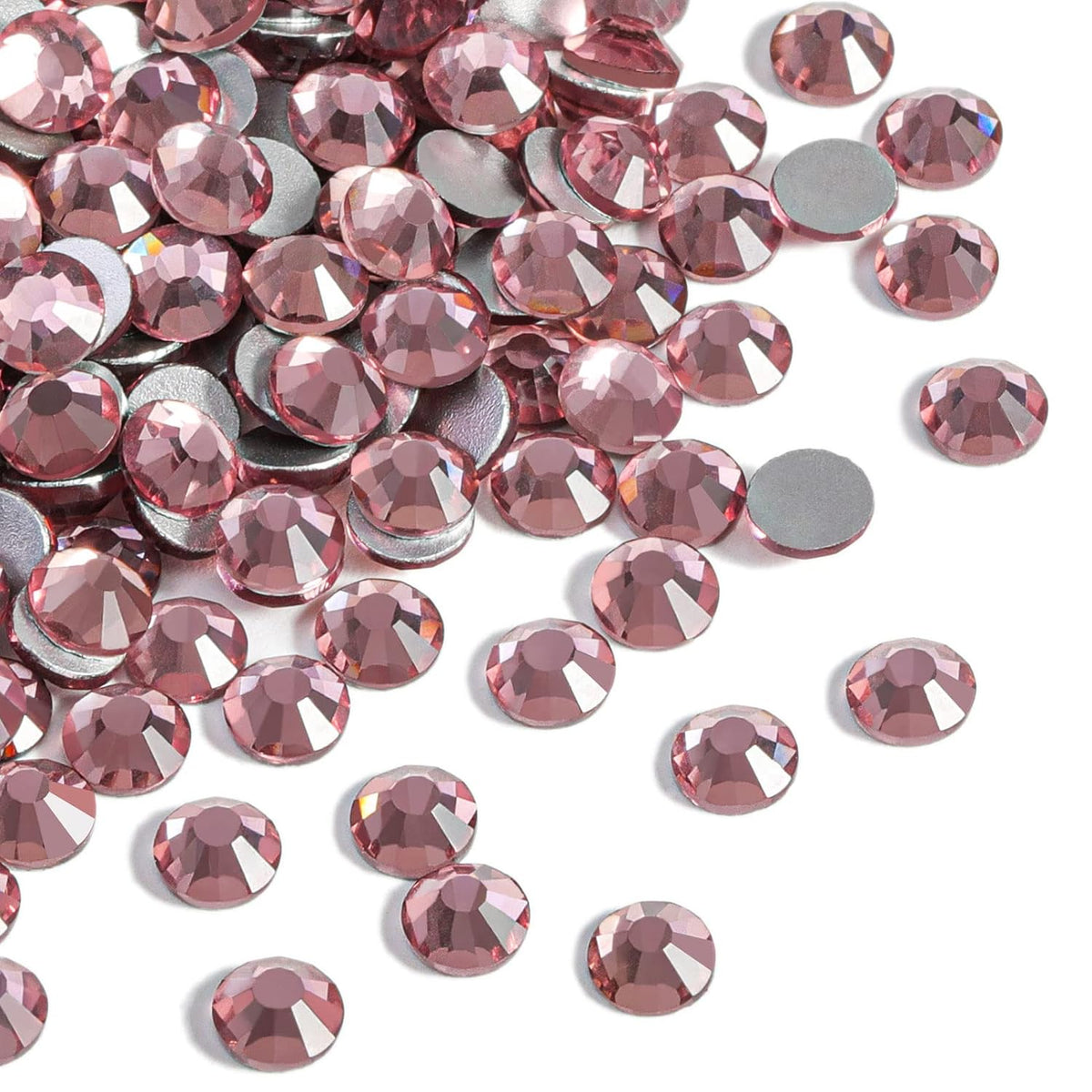 beadsland Flat Back Crystal Rhinestones Round Gems for Nail Art and Craft Glue Fix,Light Purple (6.4-6.6mm) SS30/288pcs