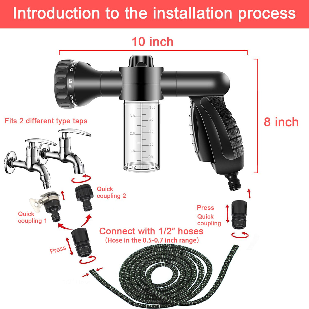 LIANXIN Car Wash Kit -Car Wash Cleaning Kit Car Interior Detailing Kit with Car Wash Foam Gun,Microfiber Sponge Car Care Kit,Tire Brush, Car Wash Kit with Foam Gun