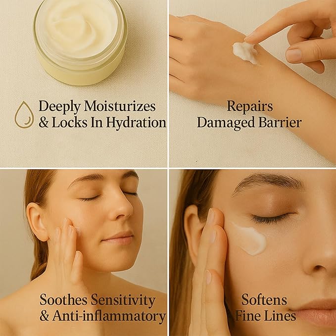wuliao Grass Fed Tallow & Honey Balm – Organic Whipped Beef Tallow Cream with Manuka Honey, Cold-Pressed Olive Oil & Beeswax – Natural Face & Body Moisturizer for Dry, Sensitive Skin