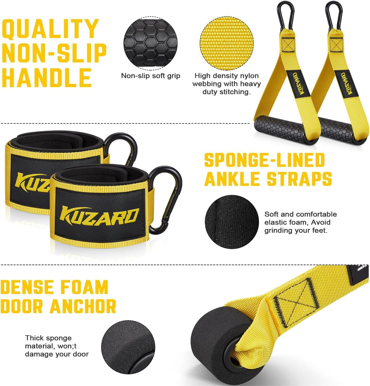 360lbs Heavy Resistance Bands for Working Out, KUZARO Resistance Bands with Handles, Weight Exercise Bands for Men Women, Workout Bands with Door Anchor and Ankle Straps Strength Training Equipment
