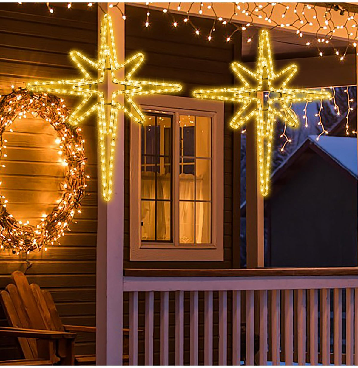 YGLOWORM Christmas Lights Bethlehem LED Star Door Window Porch Wall Decoration Party Light Hanging Lights(28" Warm White Light)