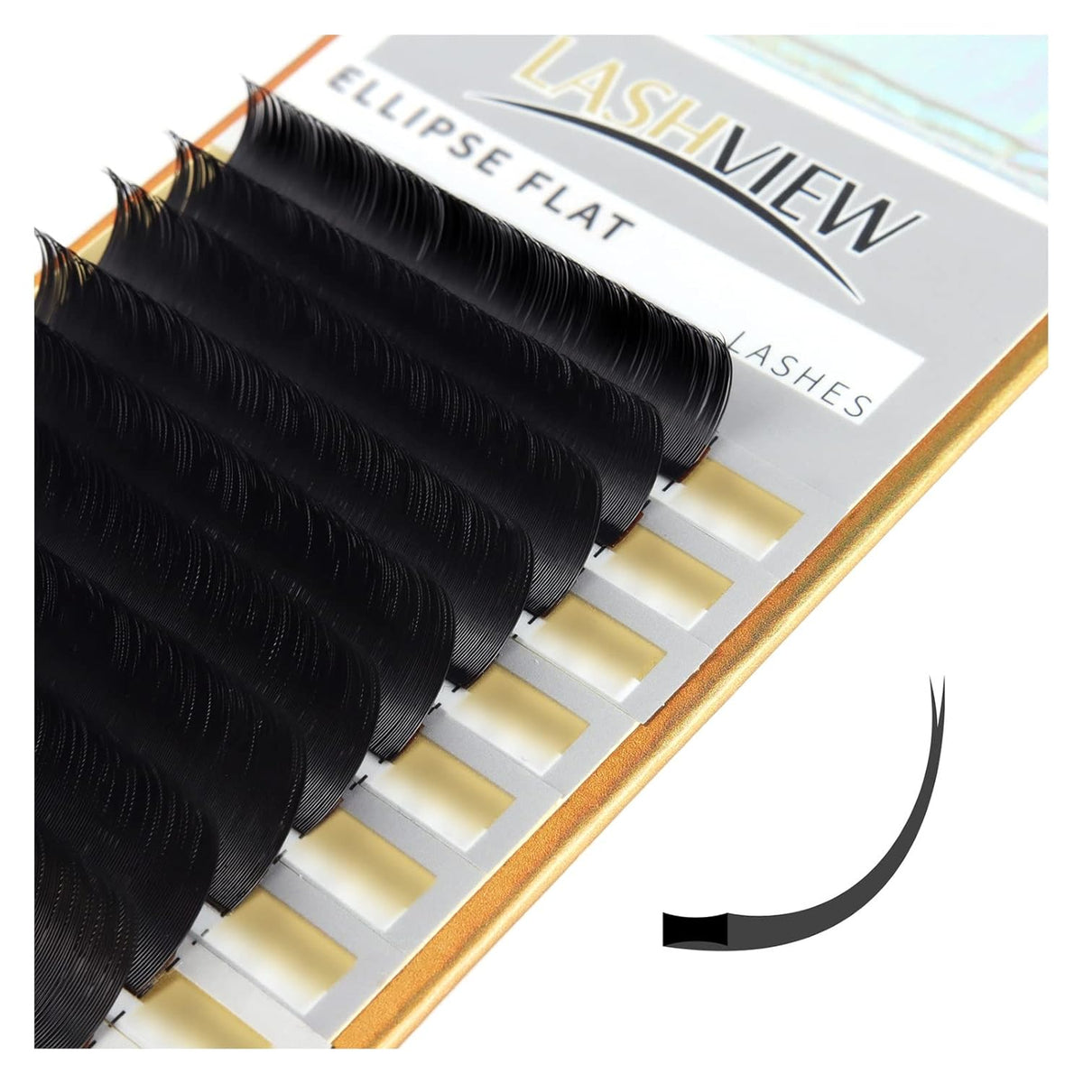 LASHVIEW Eyelash Extension,Ellipse Flat Eyelash Extensions,Individual Lashes,0.15mm C Curl 10mm,Lash Extension,Semi-Permanent,Extremely Light & Soft,Professional Salon Use.
