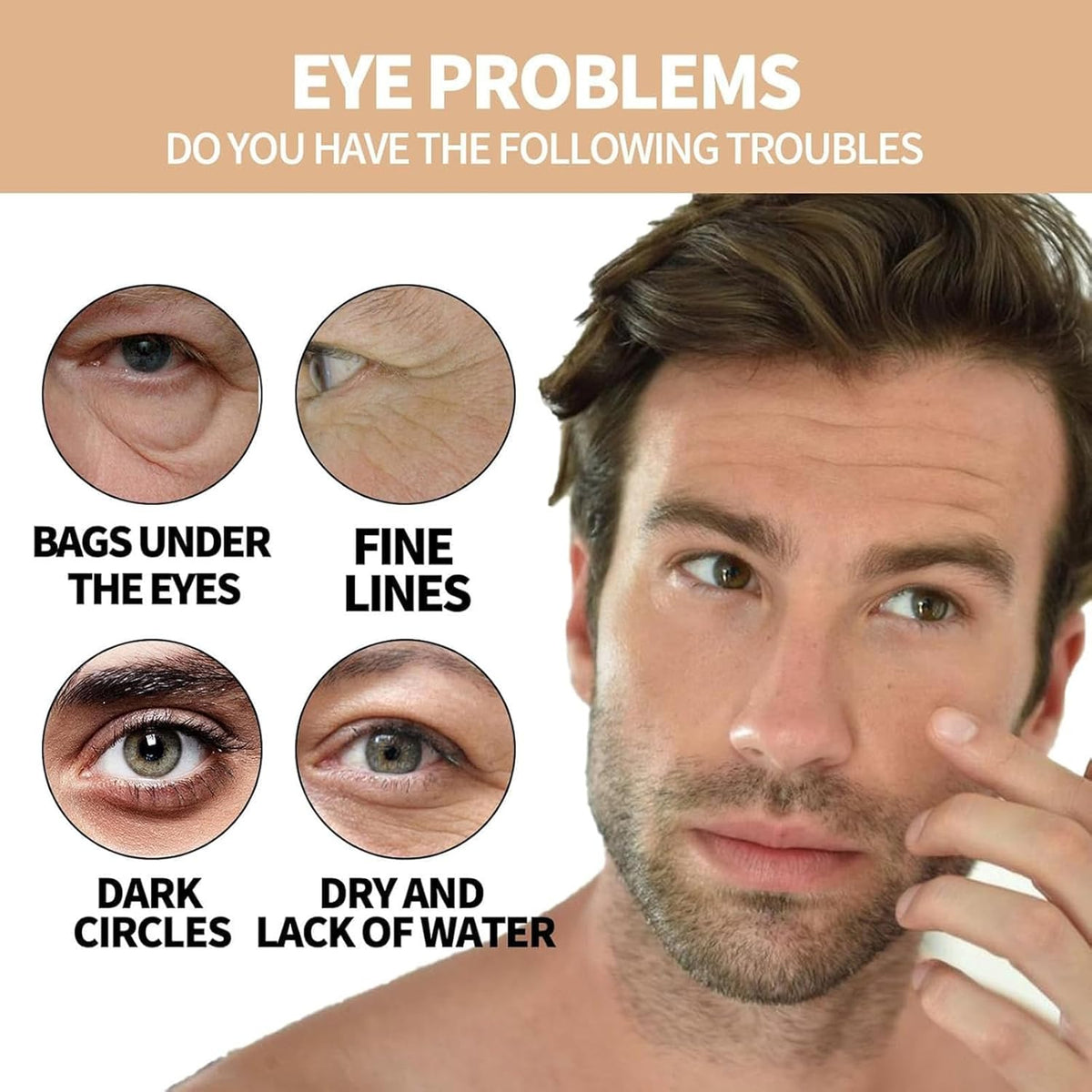 Eye Repair Stick for Men, Under Eye Roller for Eyes Bags and Dark Circles, Cooling Stick Hydrates and Depuffing, Gentle, Natural Formula (3pcs, 0.35 fl.oz)