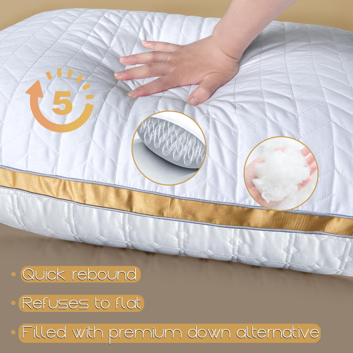 Cooling Queen Size Pillows Set of 2, Hotel Quality Gusseted Bed Pillows for Side, Back, Stomach Sleepers, Ultra Soft Down Alternative Fill, Breathable Supportive Queen Pillow, Machine Washable