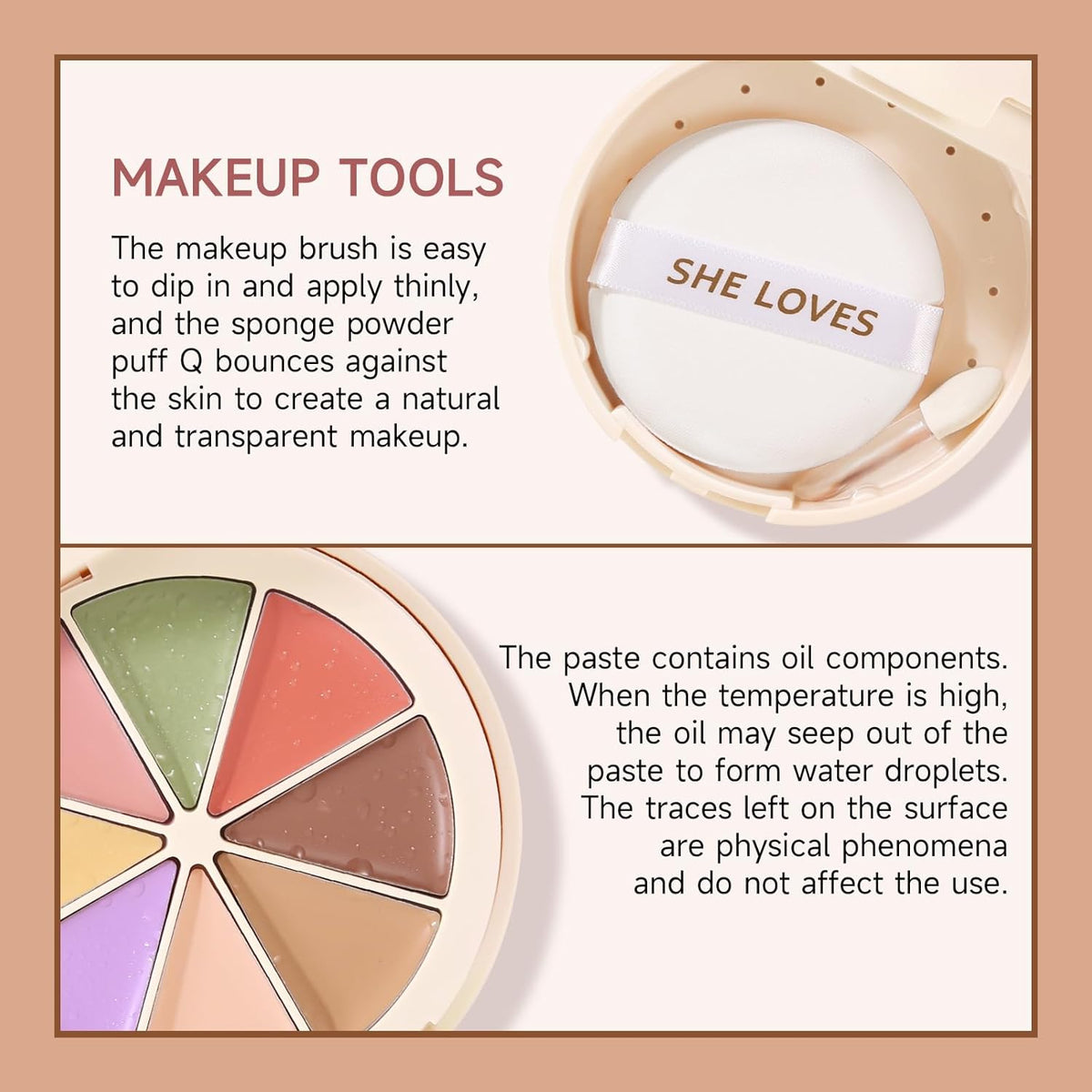 Foundation Concealer Palette with Makeup Sponges & Applicator, 11 Pcs Foundation Powder Concealers Eye shadows Blush Makeup Brushes, 2 in 1 Compact Contouring Duo Layer Plate, Pearl White