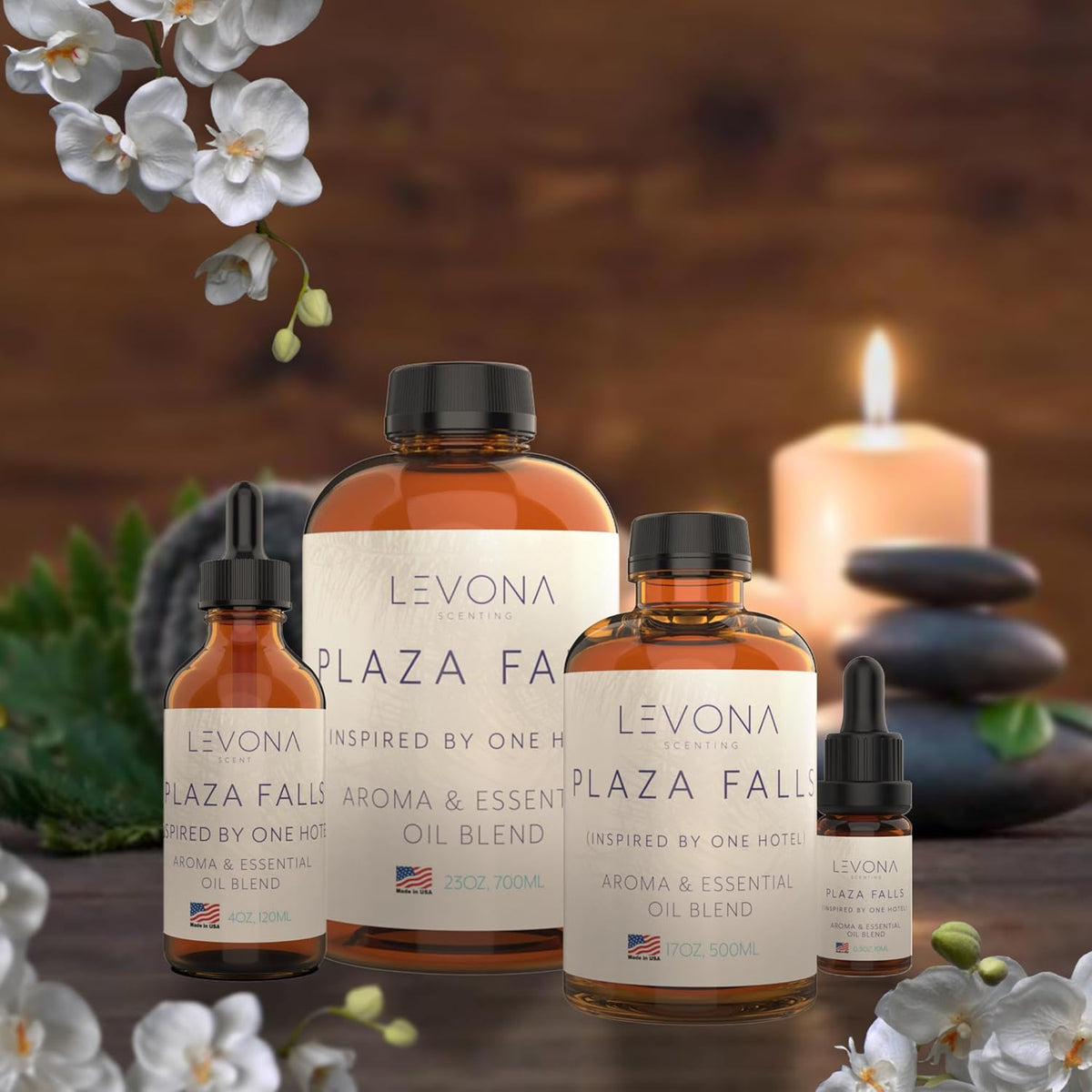Levona Scent Essential Oils - Scents for Home, Hotel & Office Use - Perfect for Home Diffuser & Humidifiers - Aroma Fragrance Oil, Ideal for Massage, Relaxation, and Spa - Plaza Falls, 10ml