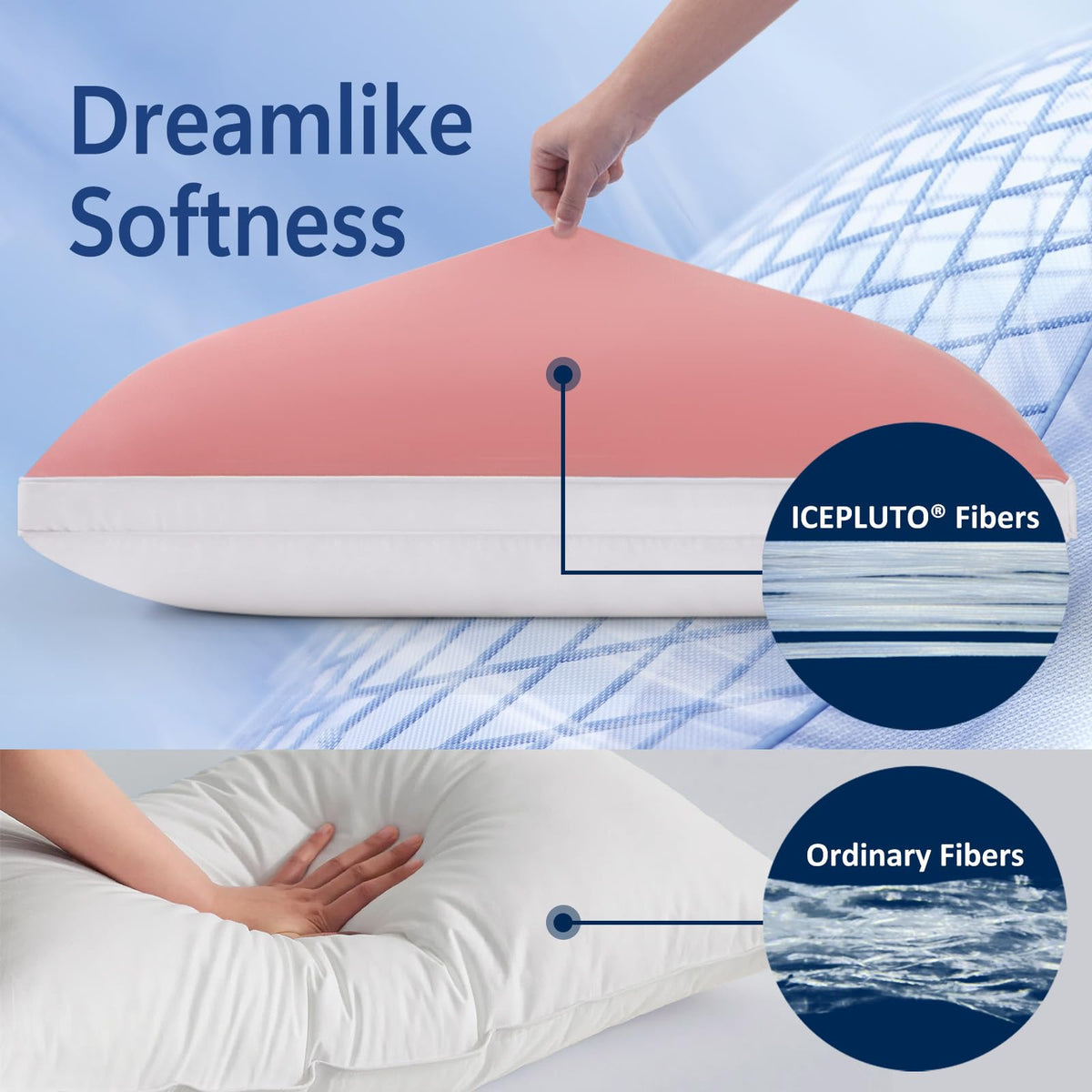 MEELUS Pillows Queen Size Set of 2 Soft for Sleeping, Luxury Hotel Down Alternative Bed Pillows 2 Pack for Side Back Stomach Sleepers, Gusseted Supportive, Machine Washable, Cooling Pink, 20" x 30"