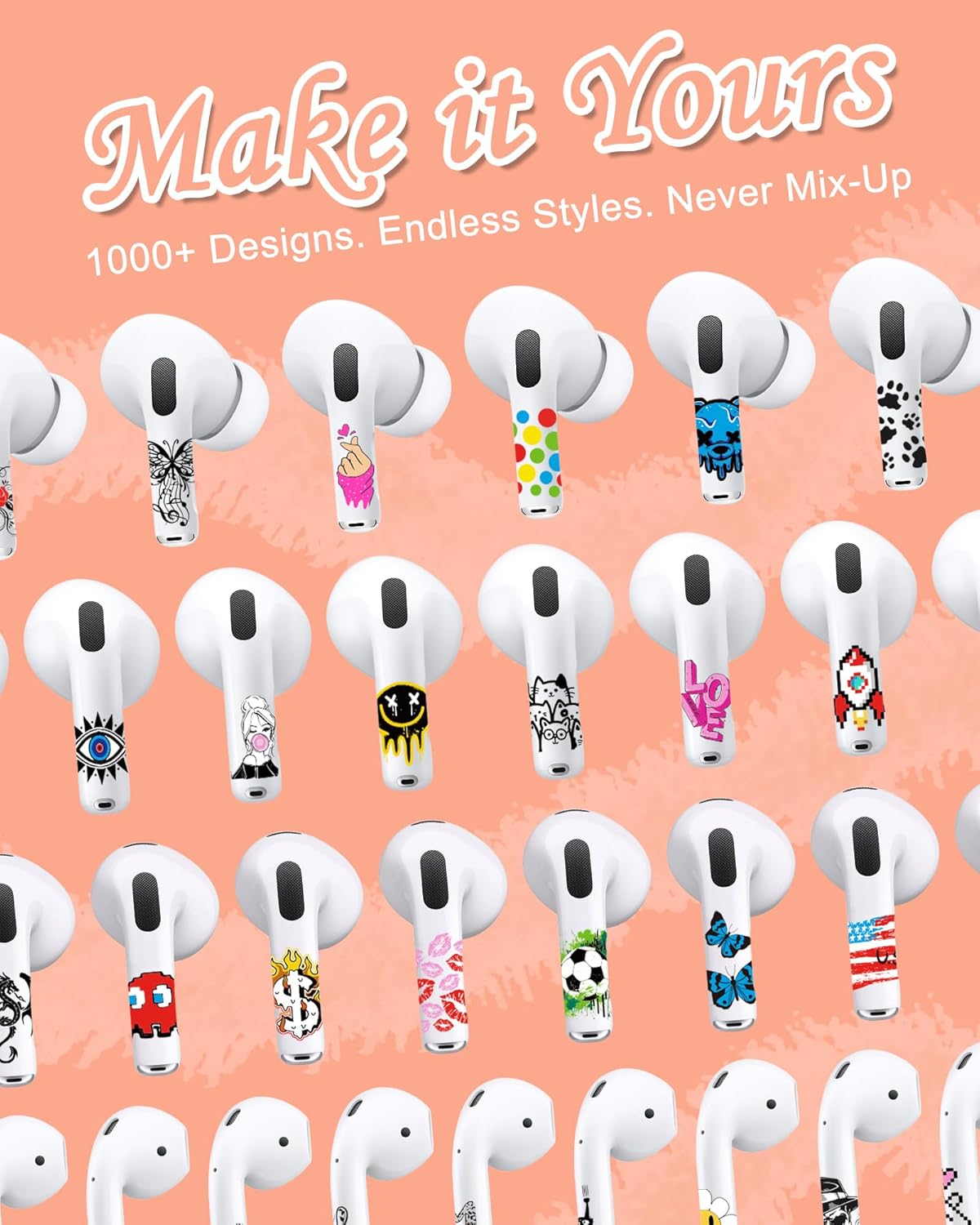 ROCKMAX AirPods Pro Skin Wrap, Customized AirPods Pro 2 Skin and Accessories for Women, Red Lip AirPods Sticker for Your Air Pods Decoration, with Installation Tool (HC 153)