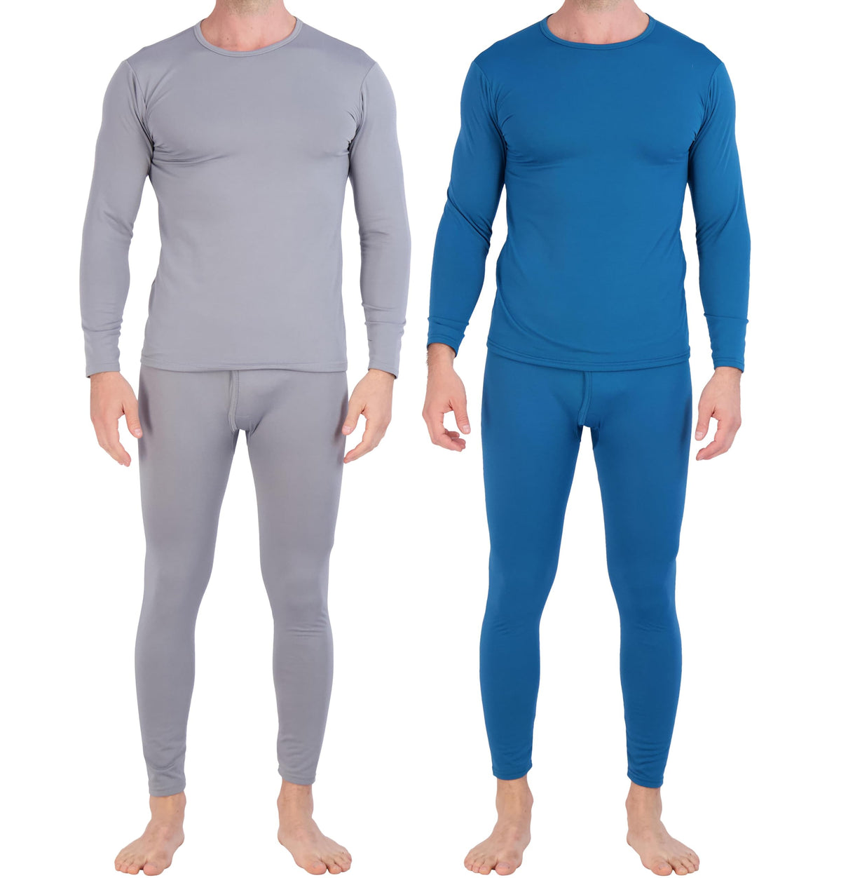 2 Pack: Mens Thermal Sets Underwear Microfiber Fleece Lined Long Johns Base Layer Top Bottom Shirt Pants Compression Leggings Essentials Skiing Snow Winter Clothing -Set 1,S