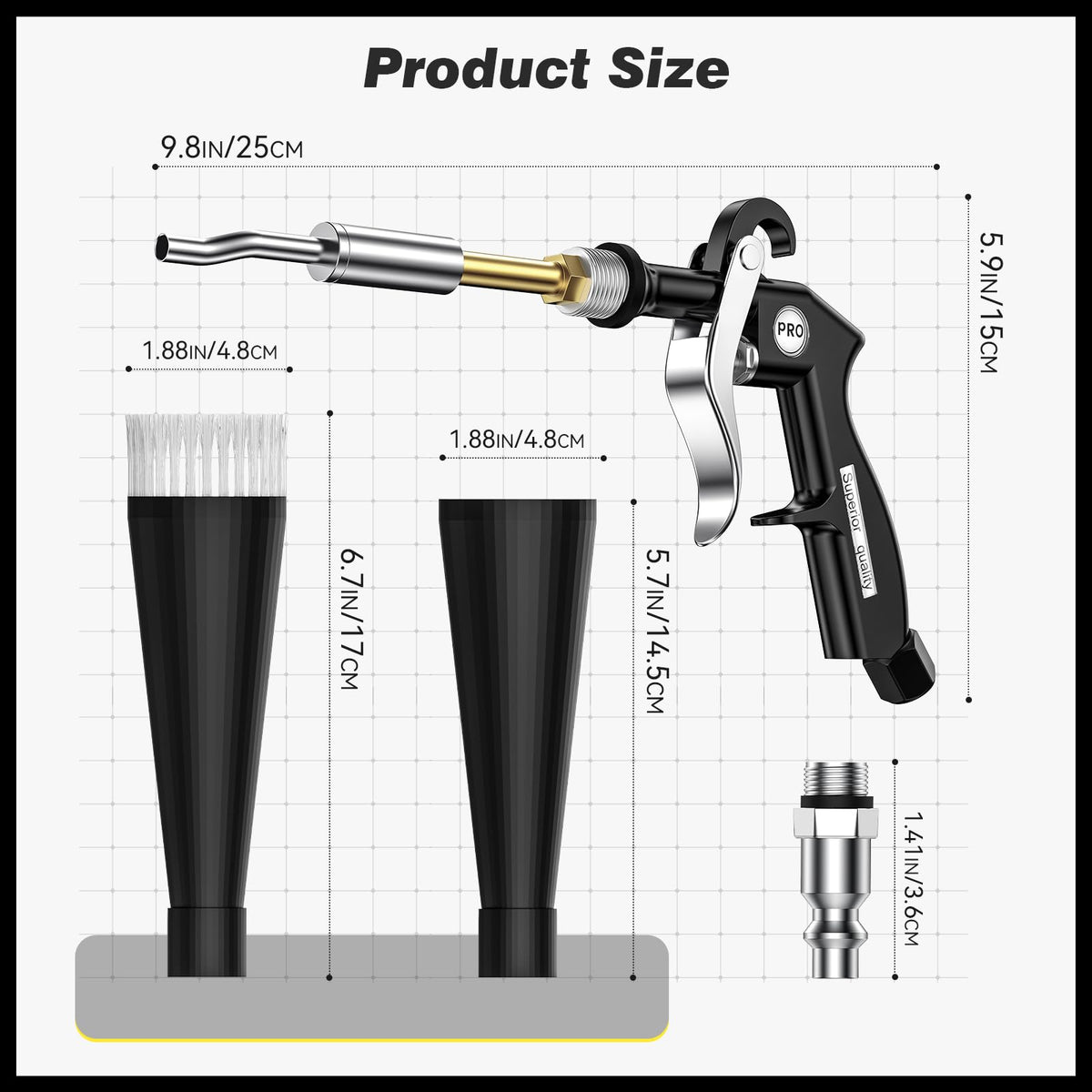funomo Detailing Car Cleaning Gun - High Pressure Blower Gun with Nozzle, Dryer Air Blow Gun Interior Car Detailing Tools for Quickly Removes Dirt Dust & Dry Surfaces