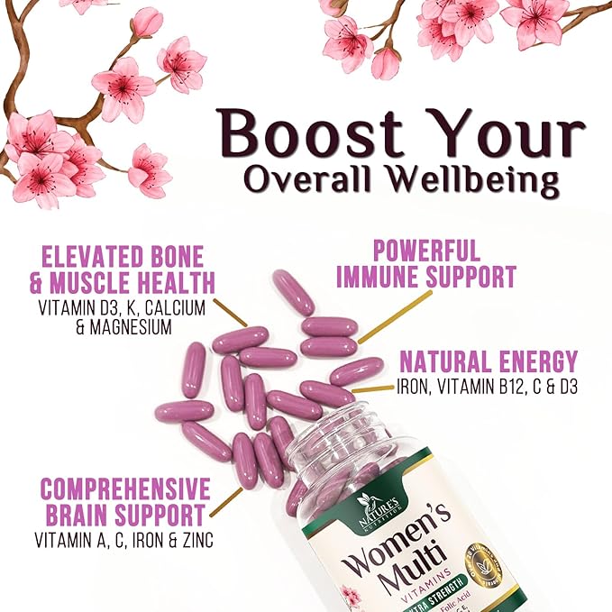 Multivitamin for Women with Iron, Calcium, Zinc, Vitamin A, C, D, E, & B Vitamins for Bone, Skin & Immune Health Support, Nature's Daily Womens Multivitamins for Women's Energy & Health, 60 Softgels
