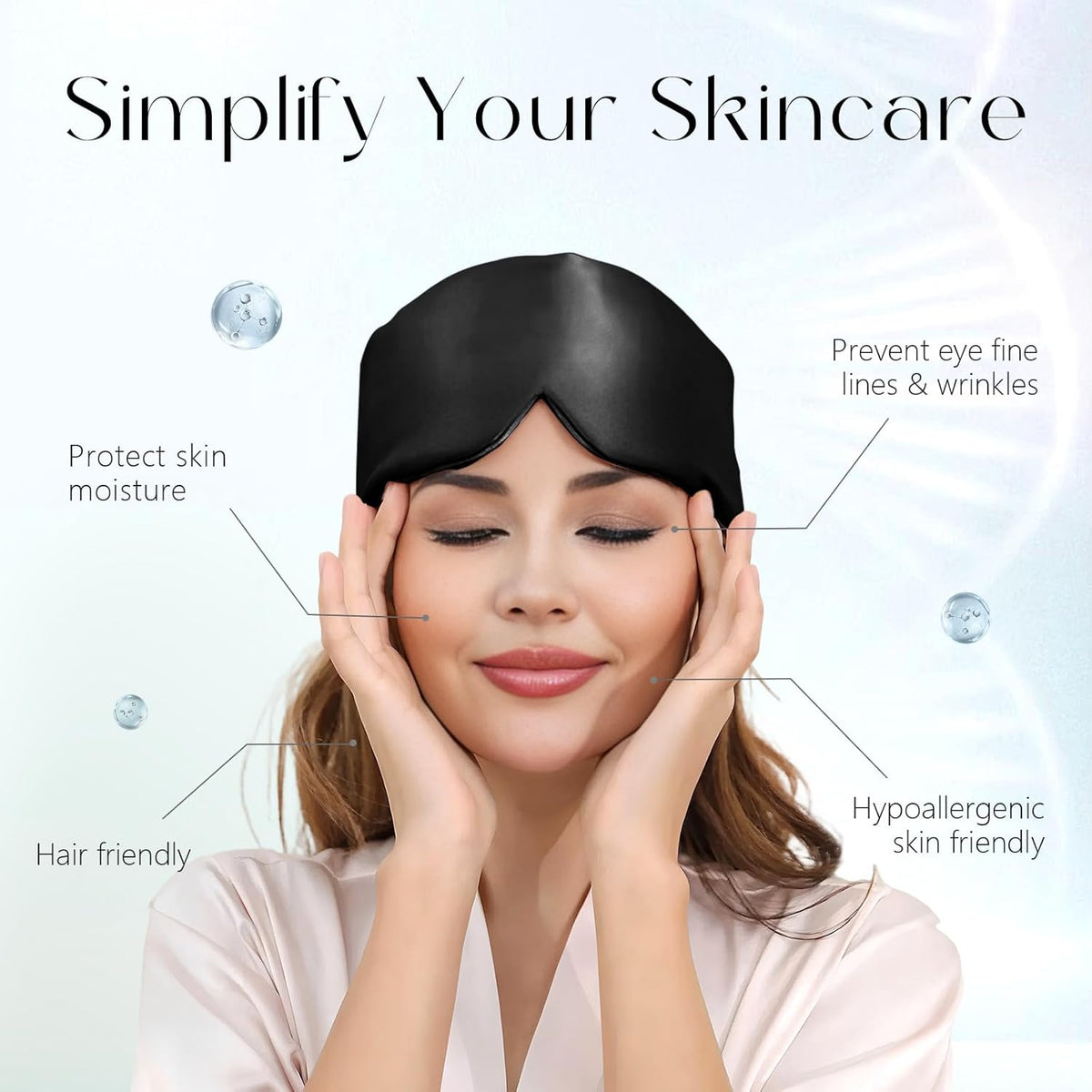 ZIMASILK 100% 22 Momme Mulberry Silk Sleep Mask - Full Silk Filled, Ultra-Soft & Breathable, Face-Hugging Blackout Eye Cover for Sleeping (Black)
