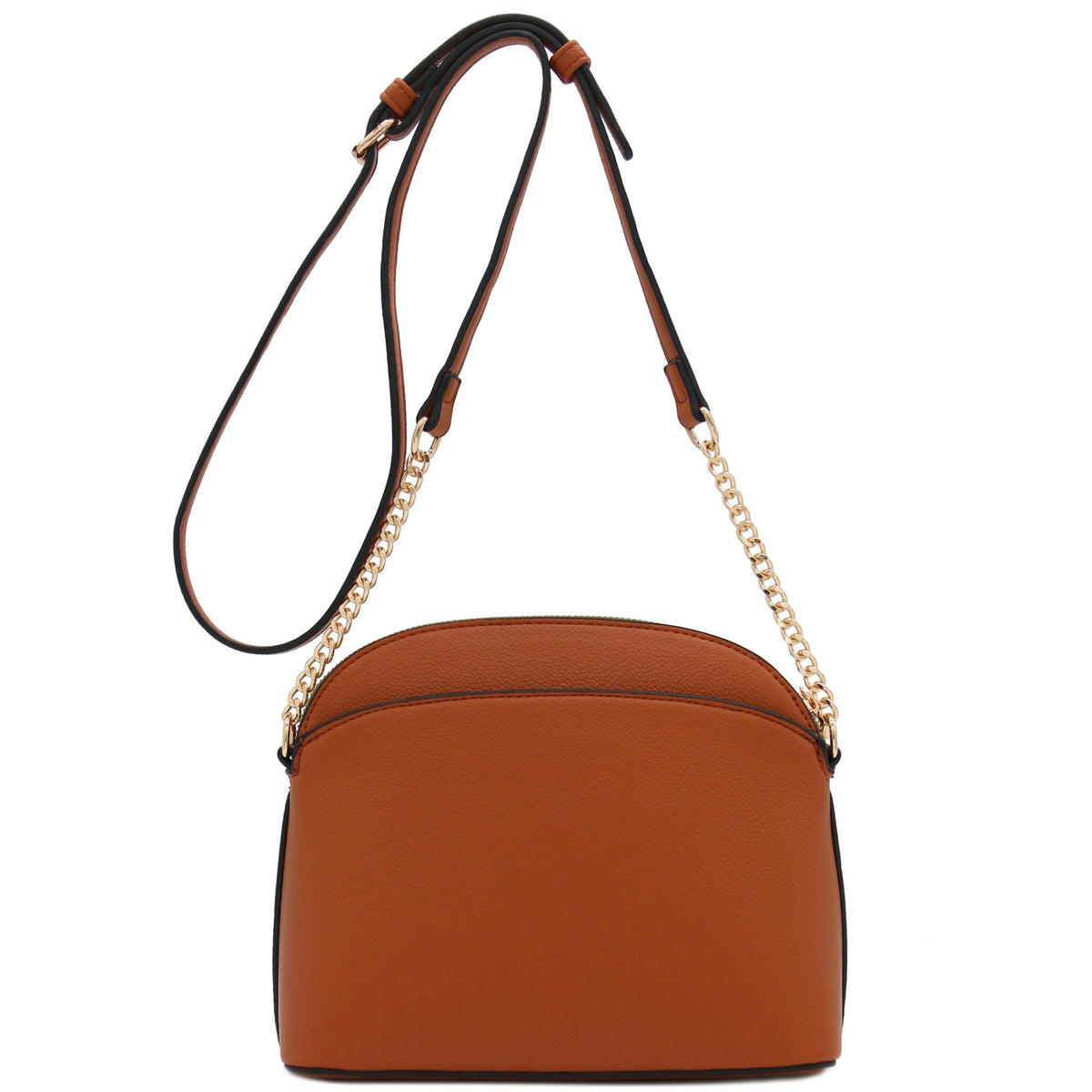 FashionPuzzle Leopard Print Small Dome Crossbody with Chain Strap (Classic Tan/Tan)