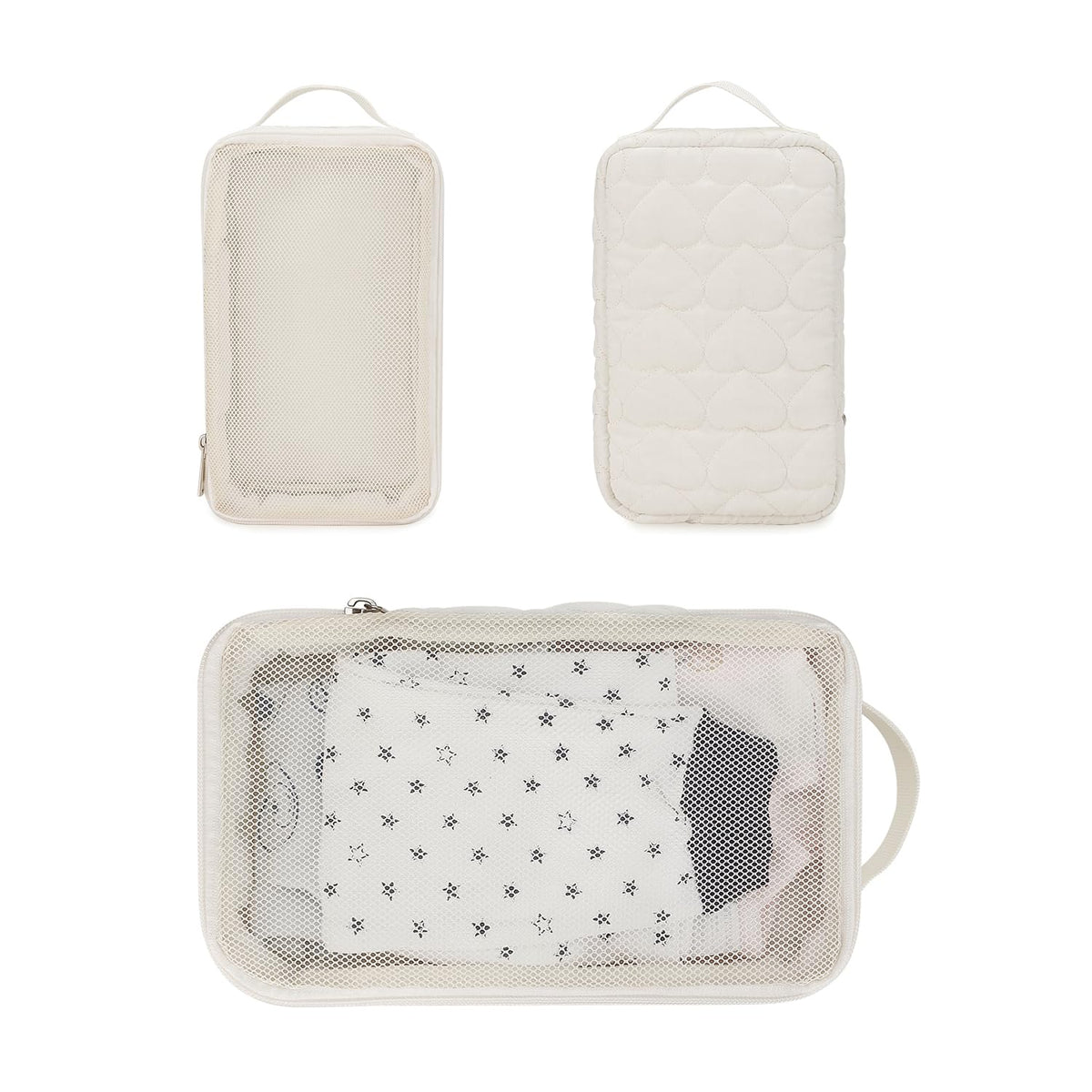 MOMIGO Baby Diaper Bag Organizer Pouches - 2 Pack Waterproof Pod Hanging Diaper Bag Mesh Bag Reusable, Washable or Baby Cloth Diapers (White)