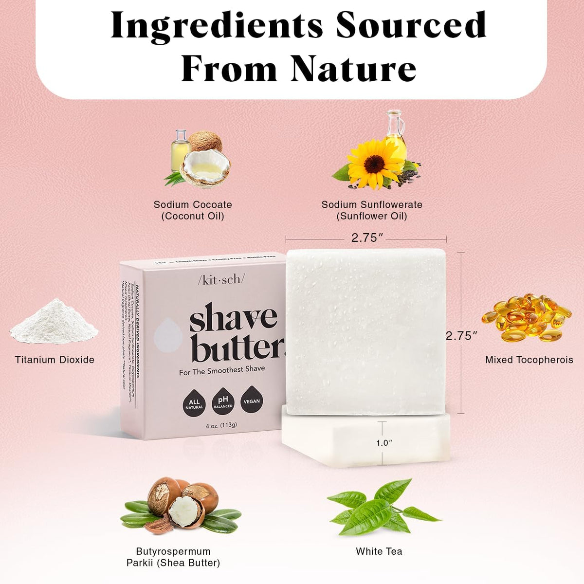Kitsch Shaving Soap for Women - Hydrating Shave Butter & Shave Soap Bar - Nourishing Bar Soap for Smooth, Irritation-Free Shave – Paraben, Silicone & Sulfate-Free - Vegan, Made in USA - 4 oz