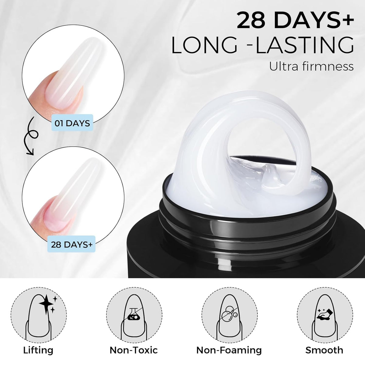 TOMICCA 3D Nail Gel Sculpting Gel for Nail Art 50g Gel Nail Art Non Sticky Hand Carving Gel UV LED Nail Extension Gel Solid Builder Gel for Nails White