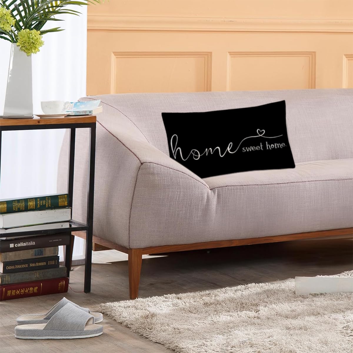 MFGNEH Farmhouse Pillow Covers, 12x20 Inch - Home Decorative Throw Pillow Case, Housewarming Gift, Black