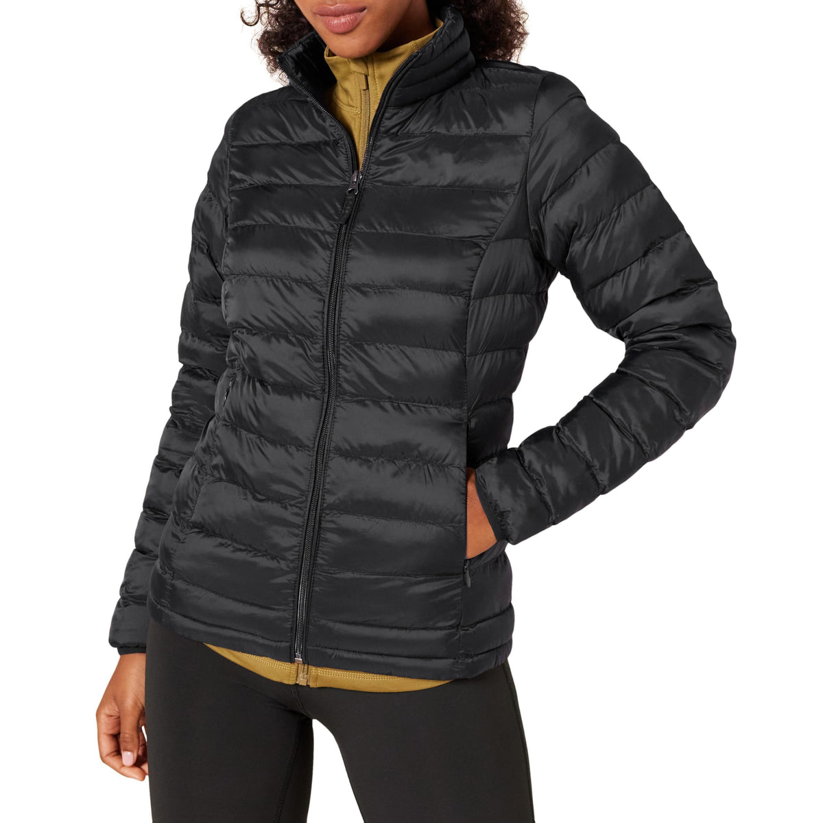Amazon Essentials Women's Lightweight Long-Sleeve Water-Resistant Packable Puffer Jacket (Available in Plus Size), Black, X-Small