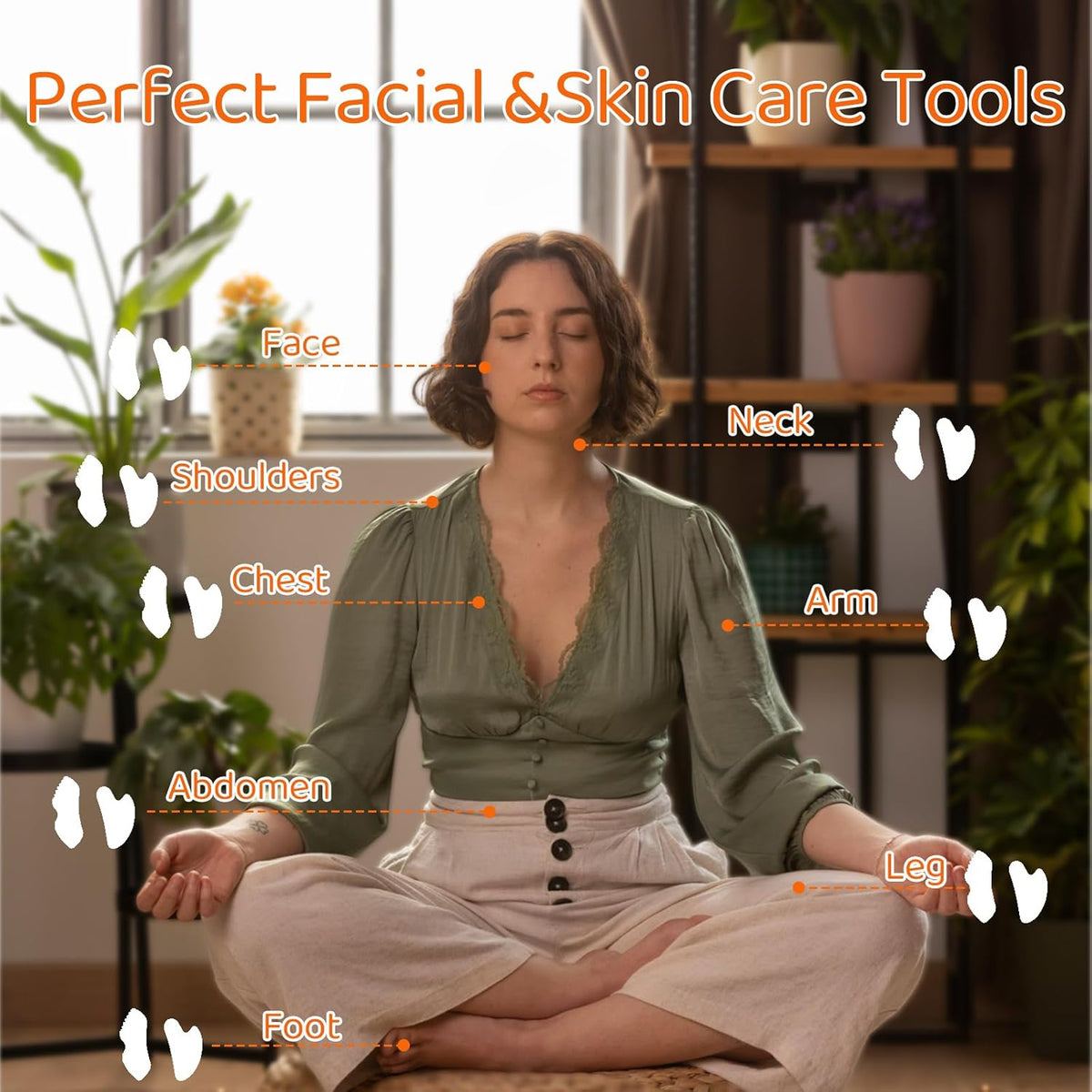 2Pcs Terahertz Gua Sha Facial Tools Set Stone for Lymphatic Drainage, Reduced Puffiness, Relieved Facial Tension – 100% Natural Terahertz Stone Skin Care Tools