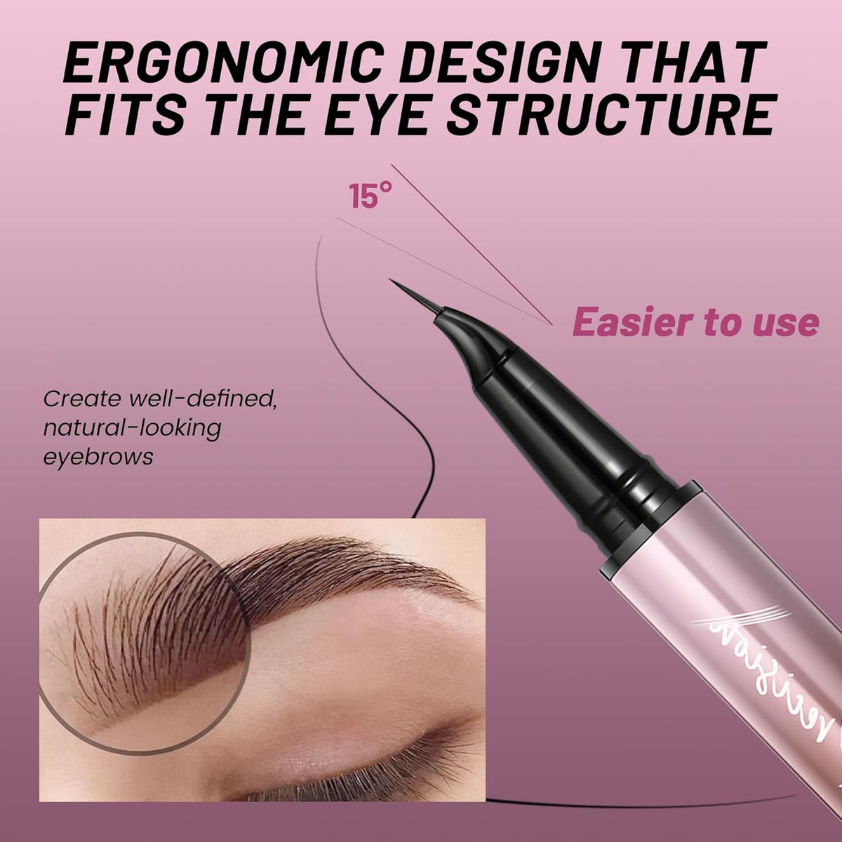Eyebrow Pen, Waterproof Microblading Eyebrow Pencil, 2-in-1 Dual-Ended 4 Tip Eye Brow Makeup Pen for Women with Precise Curved Brush-Tip Create Natural Hair-Like Brows, Last All-Day (Dark Brown)