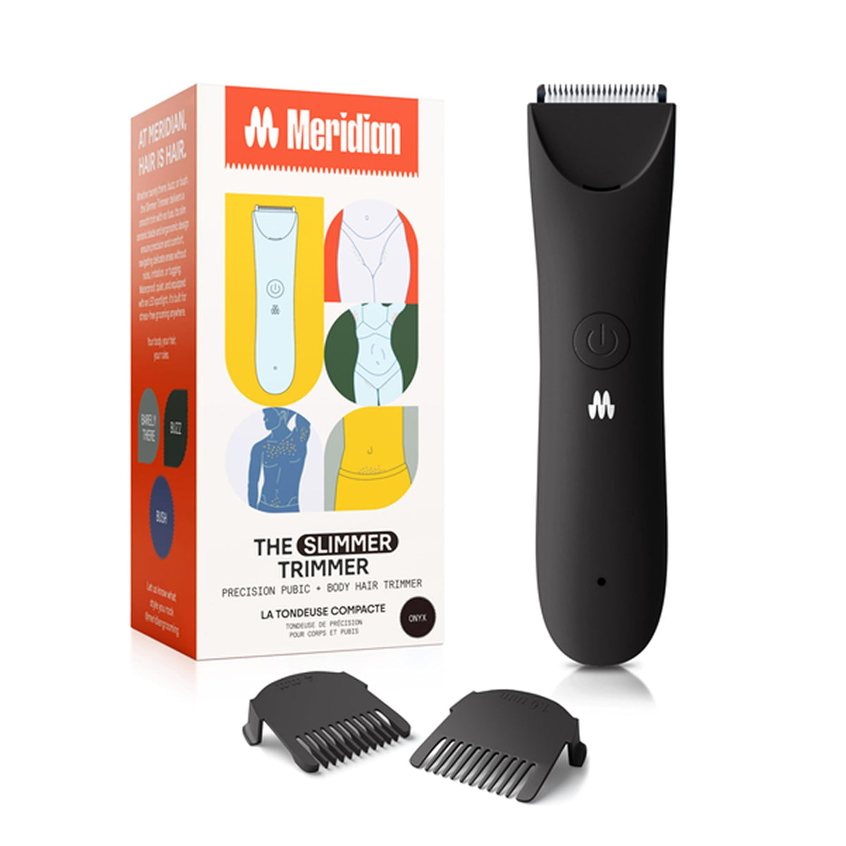 MERIDIAN Slimmer Trimmer – Electric Razor for Women, Bikini Line & Pubic Hair Trimmer, Rechargeable & Waterproof, Painless, Flawless Shave for Sensitive Skin, Gentle, Quiet & Travel-Friendly, Onyx