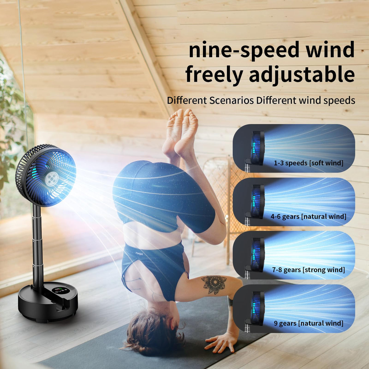 Socool 20000mAh 8 Inch Portable Fan Battery Operated Fans, Oscillating Charging Fan, Remote Control LED Light, 112 Hours Portable Foldable Fans for Camping Travel Outdoor