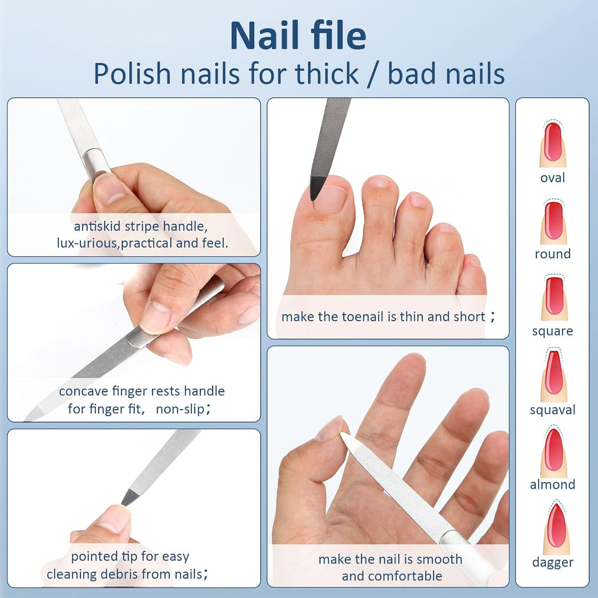 3PCS Cuticle Pusher and Gel Polish Remover Set with Nail Files, Salon Quality Metal Acetone Gel Nail Polish Peeler Scraper Durable Professional Manicure Pedicure Cleaner Tool For Fingernail Toenail