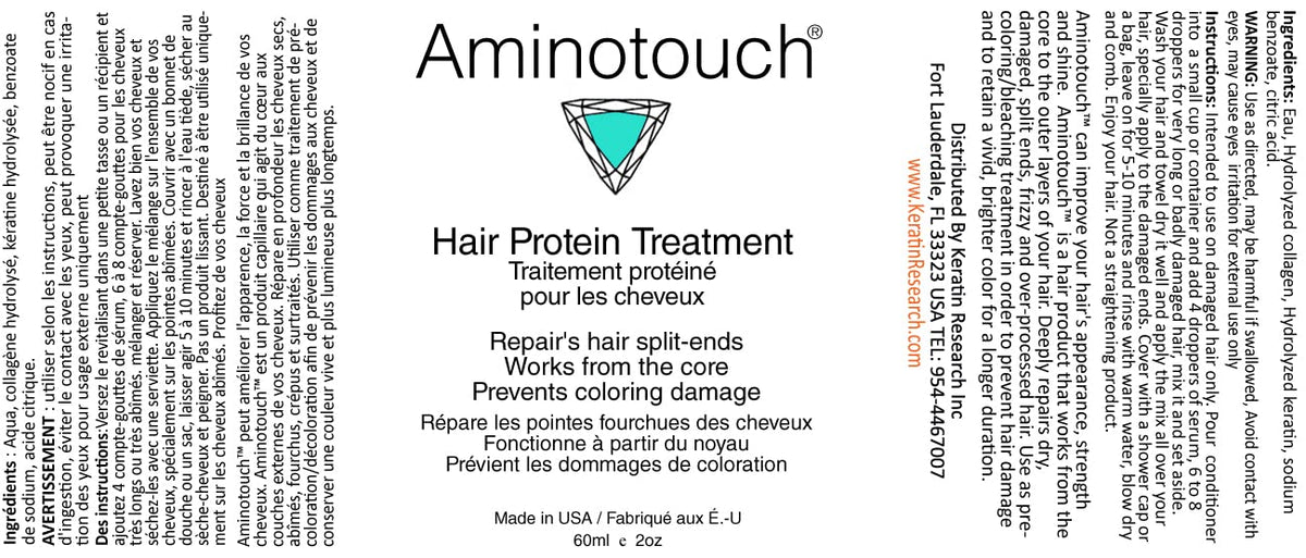 Aminotouch Natural Pure Protein Treatment - Collagen and Keratin Rescue Shot for Long Hair Growth, Damage Repair, Split Ends Prevention, and Hair Strengthening