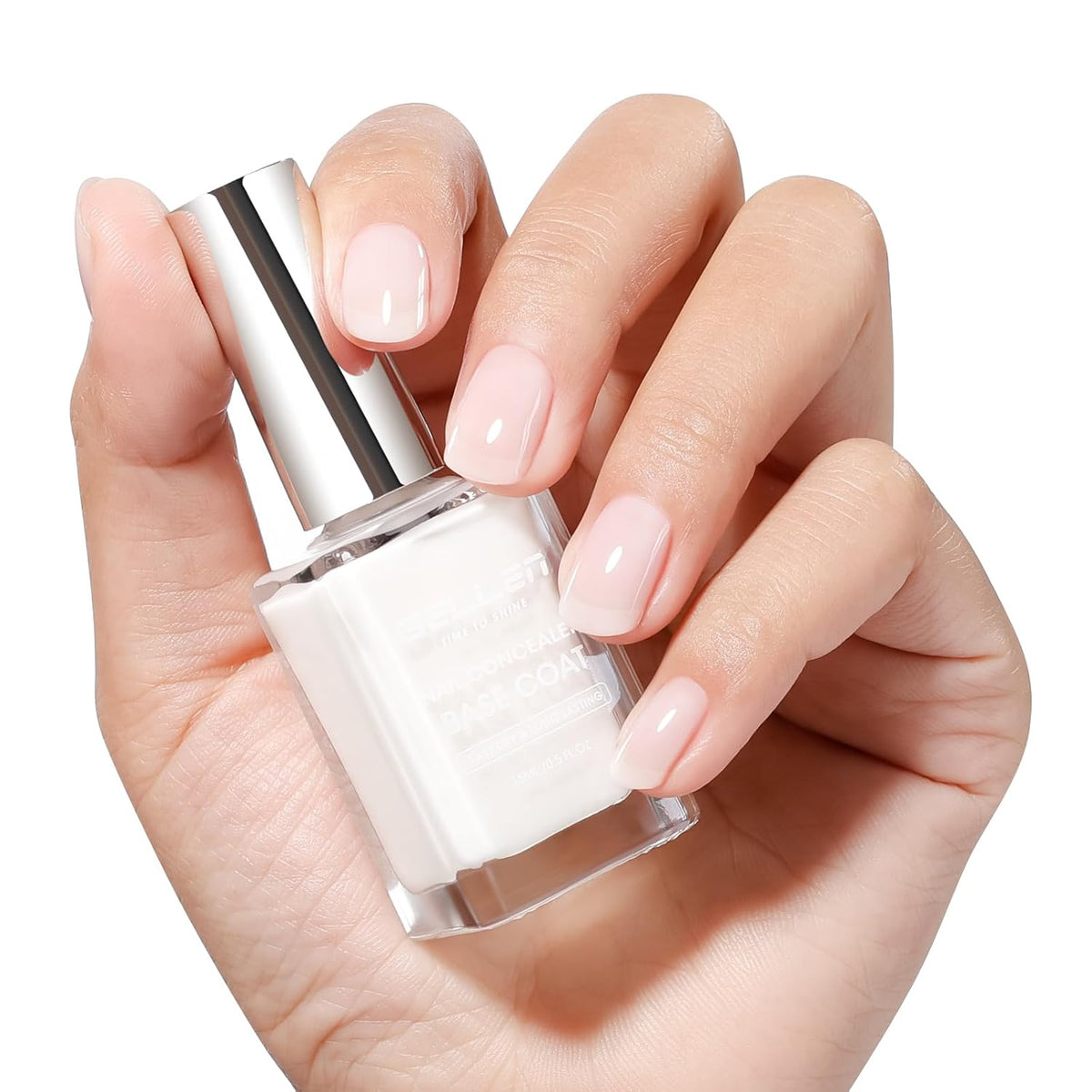 Gellen 4-In-1 Illuminating Nail Concealer Base Coat Polish Milky White, Nail Strengthener Ridge Filler For Nails, Sheer Nail Polish Smooth Strengthen Natural Nails, Quick Air Dry, Hema Free, Non-toxic