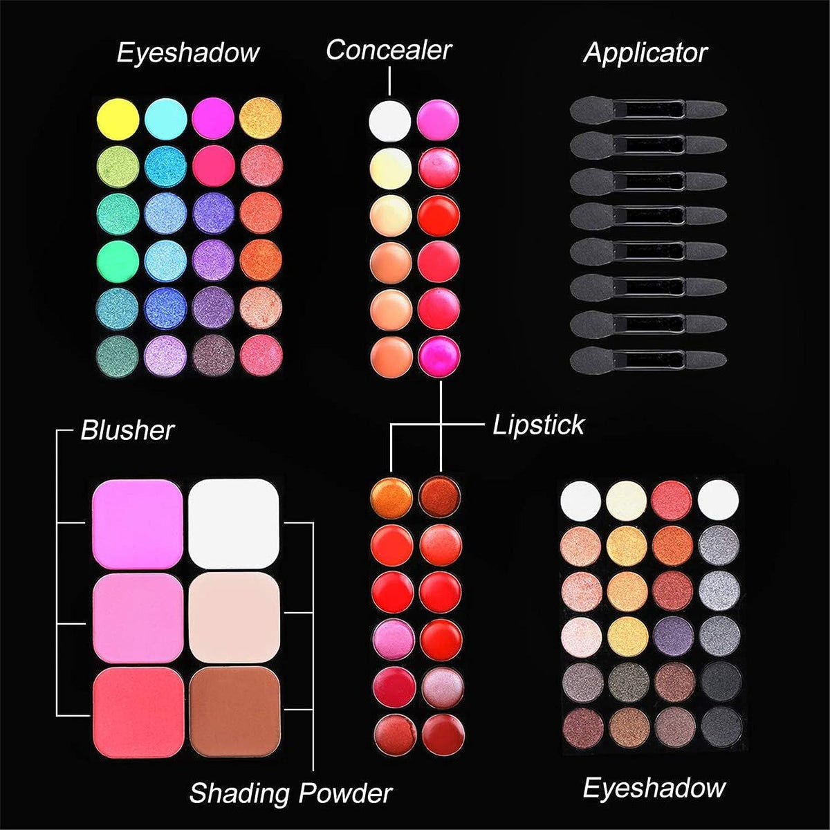 BONNIE CHOICE All in One Makeup Kit for Women Full Kit, Valentines Day Gifts Makeup Set, Include 48 Eyeshadow, 18 Lip Gloss, 3 Blusher, 6 Concealer, 3 Contour Powder, 4 Brushes, 1 Mirror