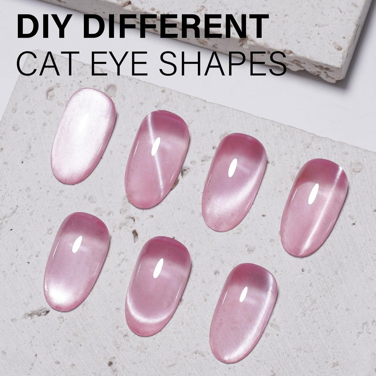 AILLSA Glass Cat Eye Gel Nail Polish, 15ml Pink Glitter Jelly Sheer Gel Polish, Translucent Magnetic Shimmer Sparkle Nail Art U V Salon 0.5 OZ GF36