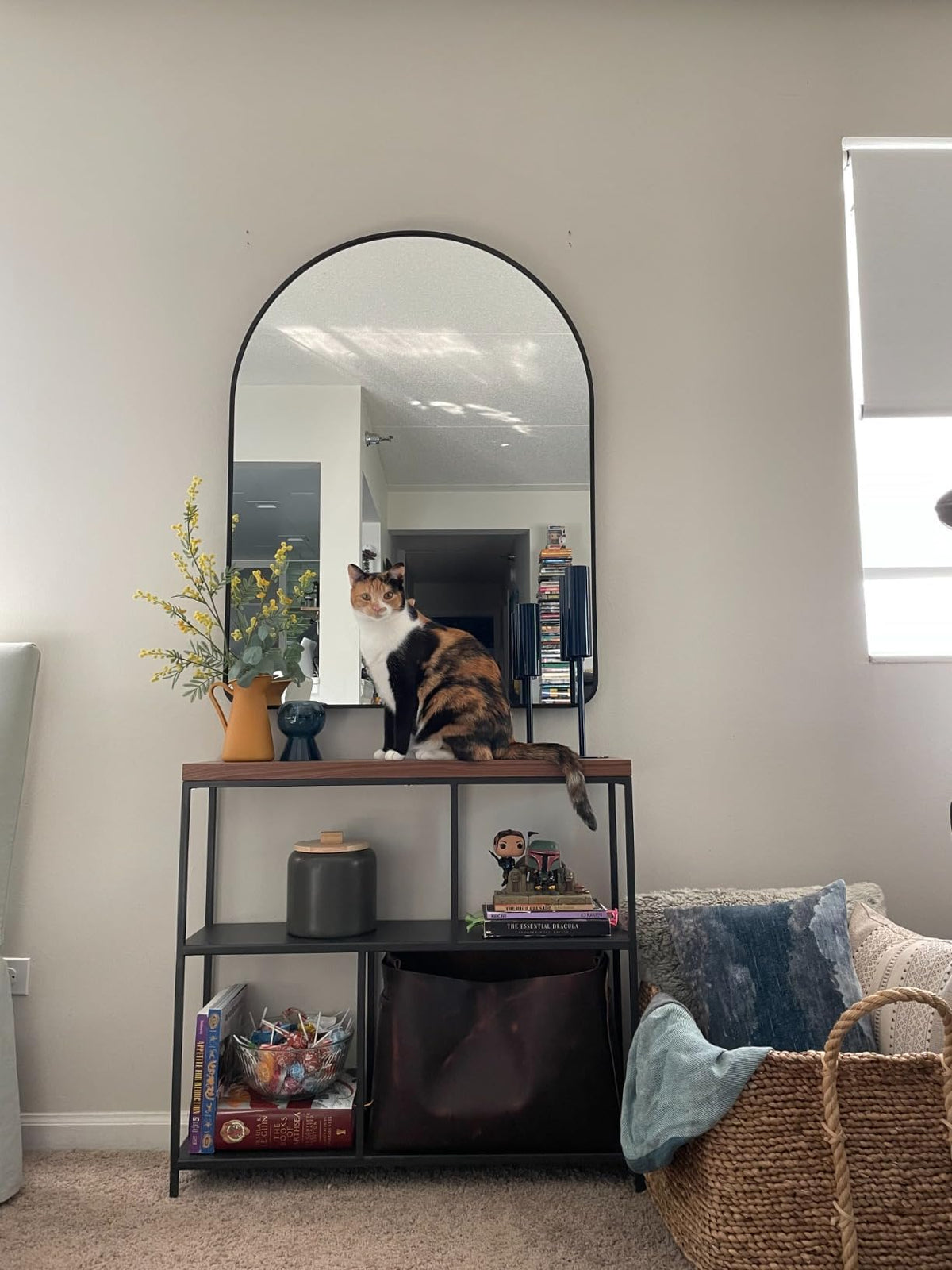 MYlovelylands 24x36 Inch Premium Black Arched Mirror Shatter Resistant No Distortion Luxe Brushed Metal Frame Arch Mirror for Bathroom Vanity Modern Wall Decor