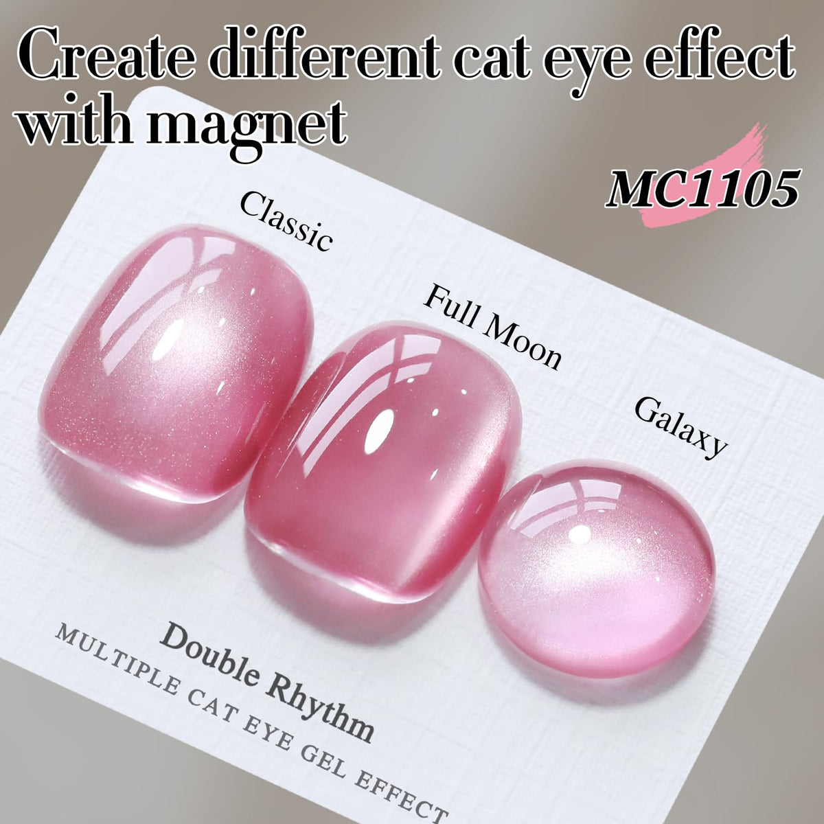 Double Rhythm Jelly Glass Cat Eye Gel Polish with Magnet 15ML Holographic Glitter Shimmer Translucent Sheer Color Magnetic Nail Polish Salon DIY at Home (Jelly Pink-MC1105)