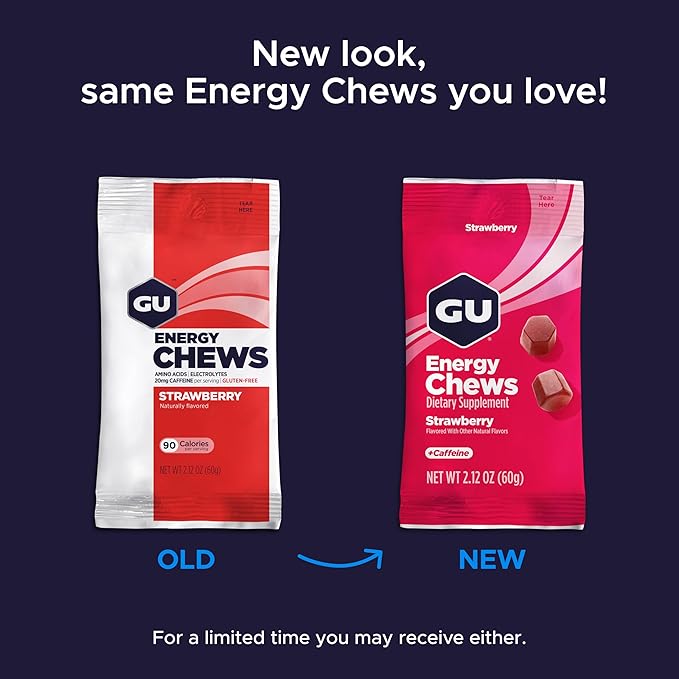 GU Energy Chews, Watermelon Energy Gummies with Electrolytes, Vegan, Gluten-Free, Kosher, Caffeine-Free, and Dairy-Free On-The-Go Energy for Any Workout, 12 Bags (24 Servings Total)