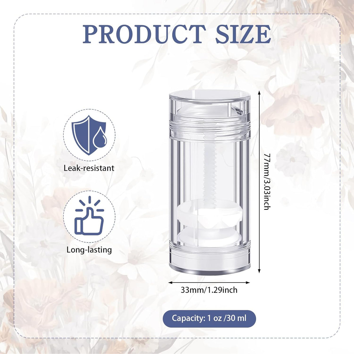 36 Pcs Empty Deodorant Containers Clear Plastic Twist up Filling Stick Round Bottomfill Lip Balm Tubes Refillable Deodorant Bottles for DIY Homemade Crayon Lipstick (30 ml)