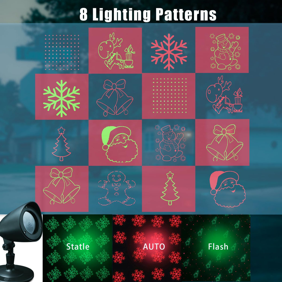 XFWOJOO Laser Christmas Projector Lights - Outdoor Garden Laser Lights with Red and Green Stars, IP65 Waterproof Landscape Projector Spotlights for Indoor and Outdoor