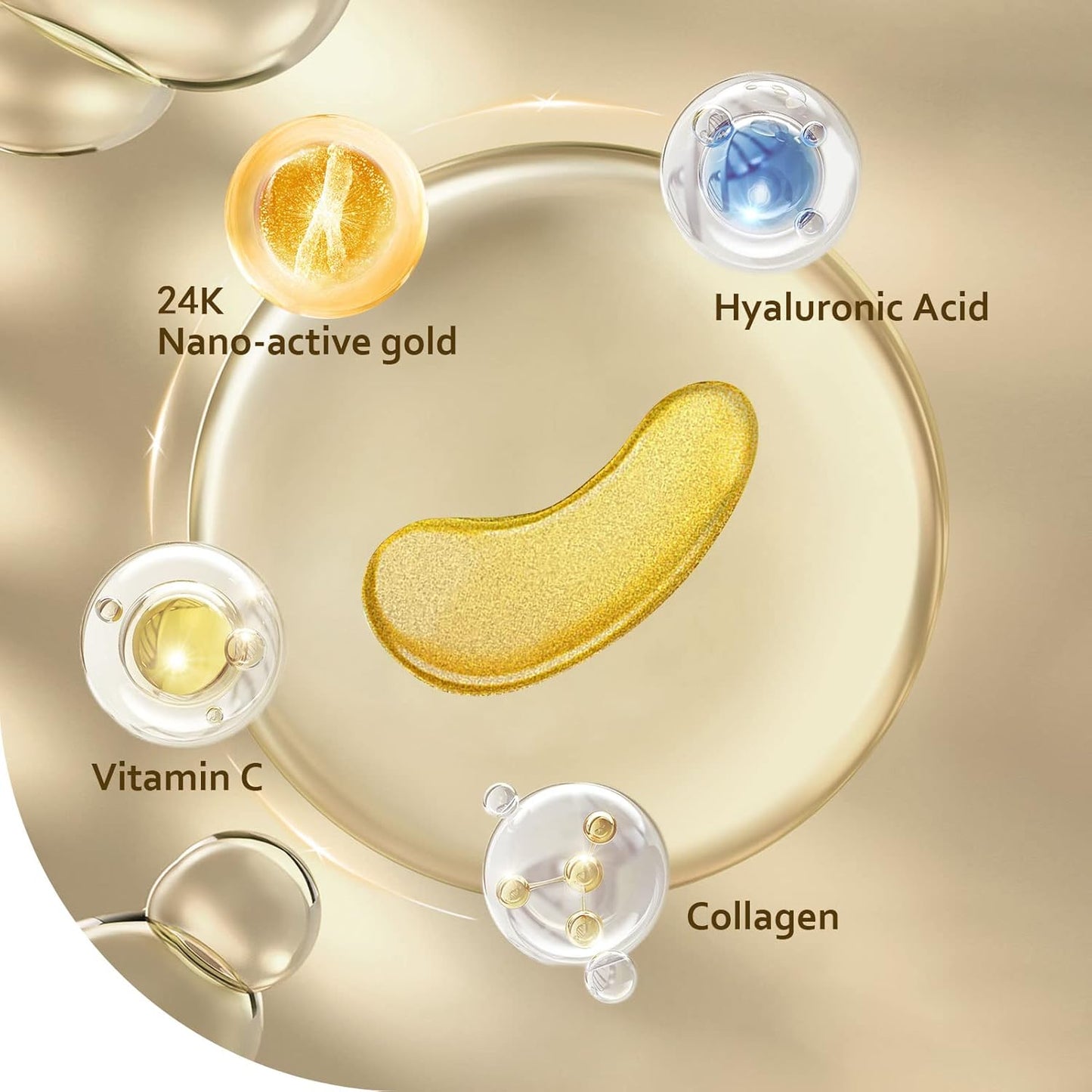 Under Eye Patches (30 Pairs), 24K Gold Under Eye Mask for Puffy Eyes, Dark Circles, Bags and Wrinkles with Collagen, Relieves Pressure and Reduces Wrinkles, Revitalises and Refreshes Your Skin