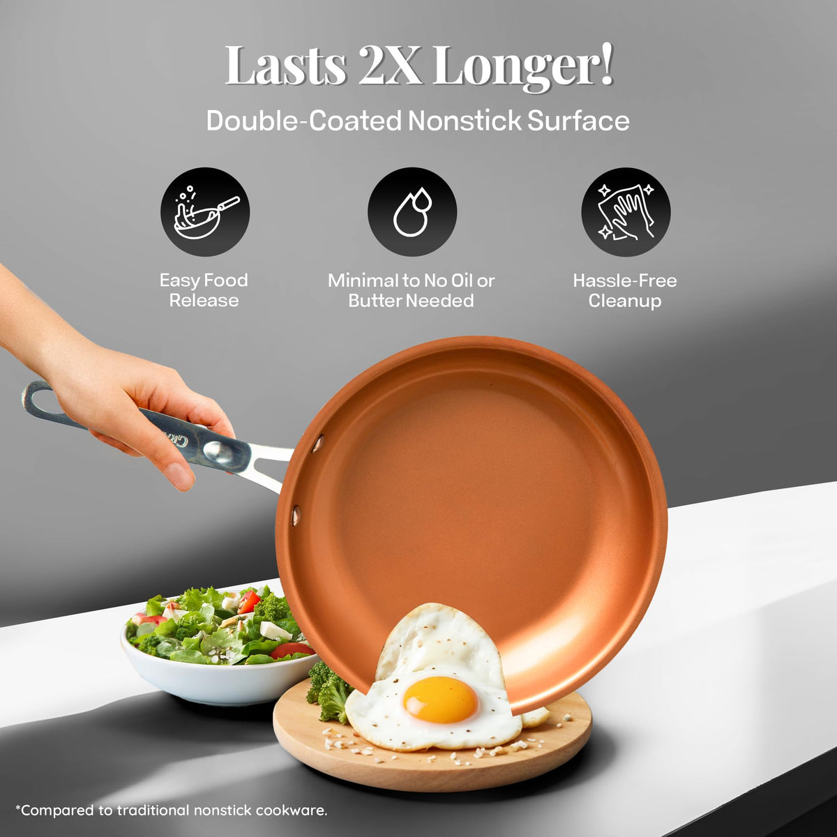 Gotham Steel True 20 Pc Ceramic Cookware Set Nonstick, Ceramic Pots and Pans Set Non Stick with Deep Square Pan Set & Bakeware Set, Non Toxic PFOA PFOS Free, Oven & Dishwasher Safe, No Cheater Pieces