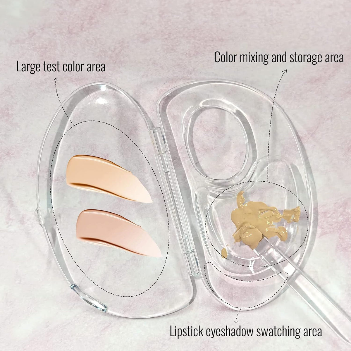 Erinde Handheld Makeup Mixing Palette, Acrylic Transparent Mixing Foundation Tray for Makeup Artist and Beginner, Lipstick Eyeshadow Foundation Color Test Art nail Palette With Foundation Spatula