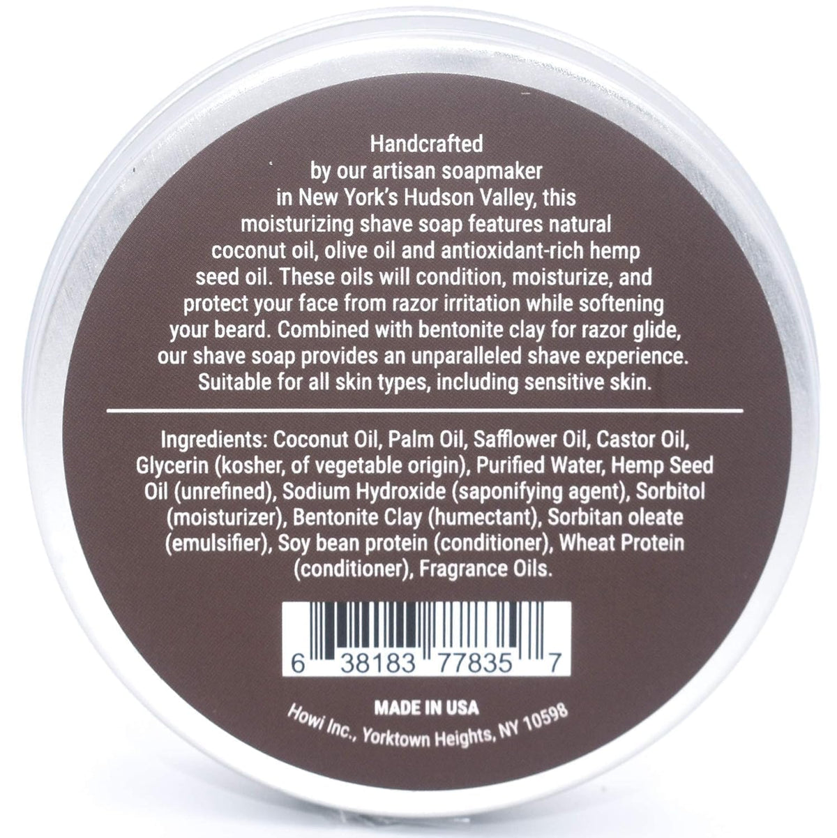 Taconic Shave Bay Rum Scent Shaving Soap – Warm Spiced Aroma – Barbershop Quality Lather Puck with Coconut & Olive Oils – Classic Wet Shave – Made in USA