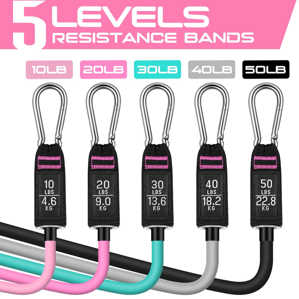RENRANRING Resistance Bands for Working Out, 150LBS Exercise Bands, Workout Bands, Resistance Bands Set with Handles for Men Women, Legs Ankle Straps for Muscle Training