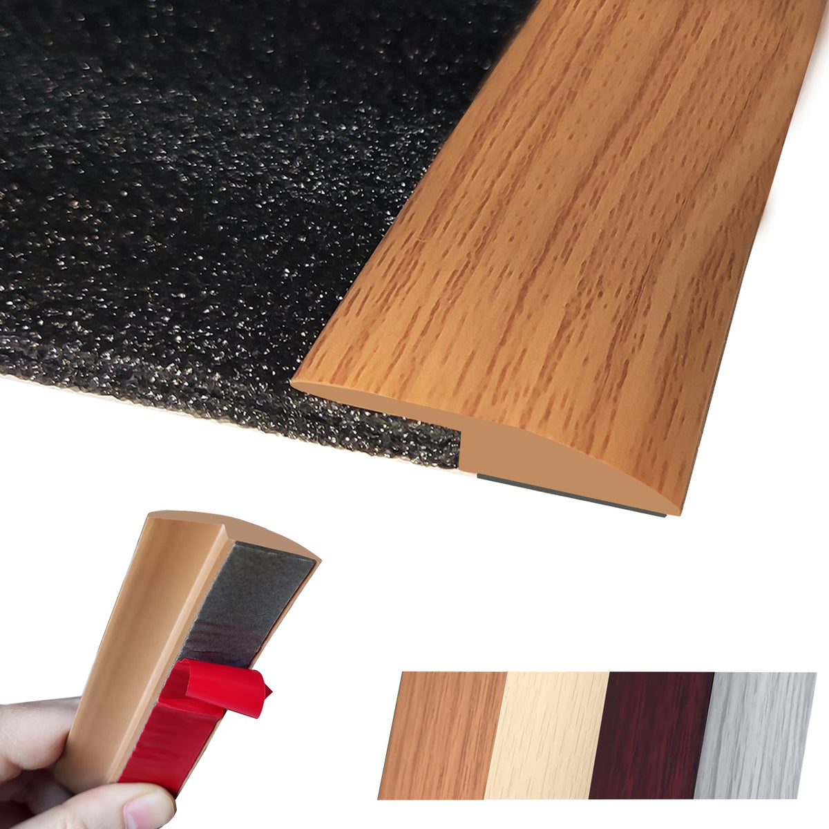 Floor Transition Strip Self Adhesive Carpet Wood Tile Vinyl Flooring Laminate Transition Cover Edge Trim Gap Doorway Threshold for Uneven Floors Heights Within 5 mm (120 inches, Light Brown Coffee)