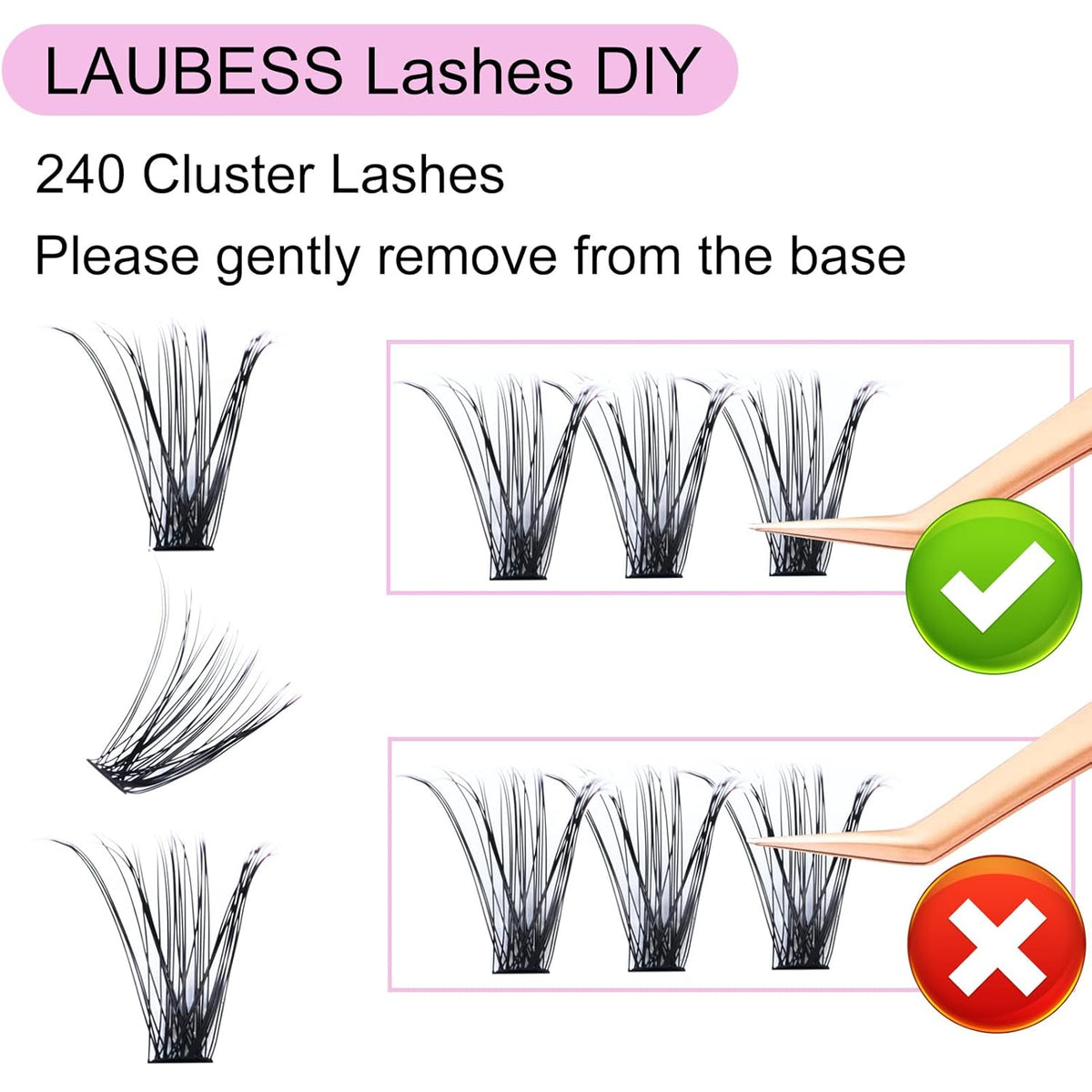 Eyelash Clusters LAUBESS Lash Clusters Individual Lashes Cluster Eyelash Extensions DIY at Home Waterproof Cluster Lashes (40D-0.07D-14-18)