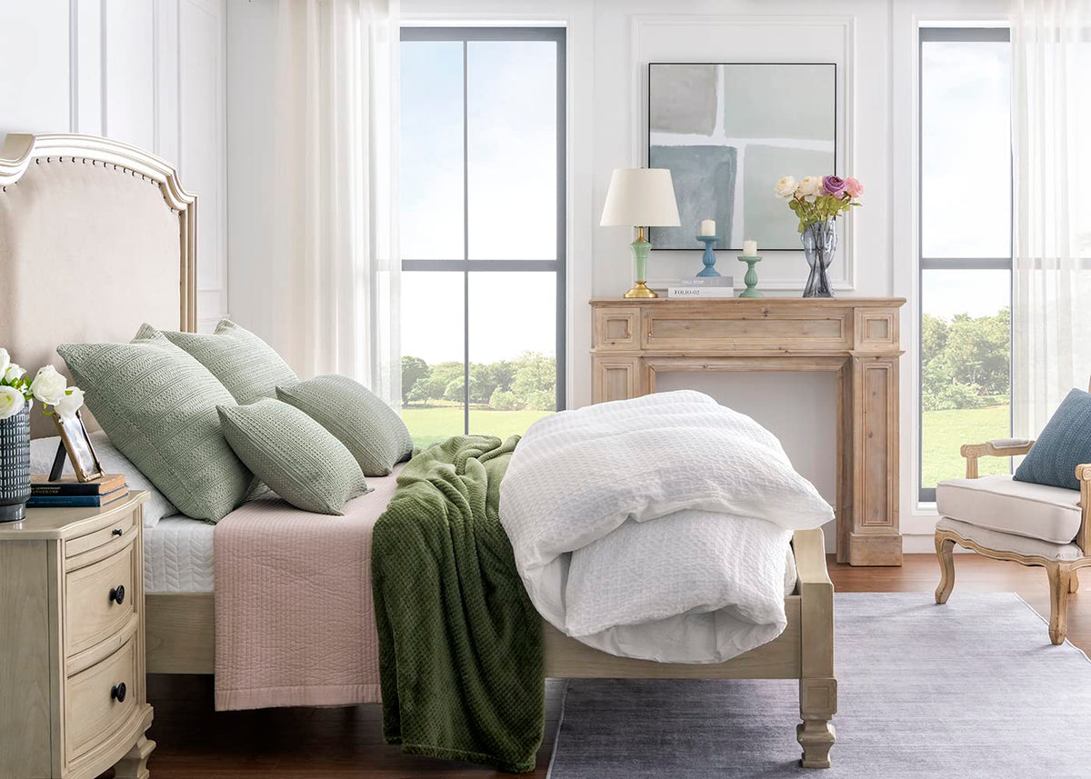 COCOPLOCEUS Sage Green Pillow Covers 18x18 Boho Throw Pillow Covers Set of 2 Decorative Pillow Shams Stone Washed Cotton Pillowcase for Couch Sofa Chair Bed Car