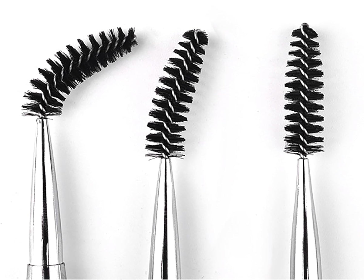 2PCS Mascara Brushes Eyebrow Eyelash Brushes Mascara Wands Spooly Applicators Eye Brushes Portable Cosmetic Brushes with Cap Spoolies Brushes for Eyelash Extensions and Eyebrows, Silver
