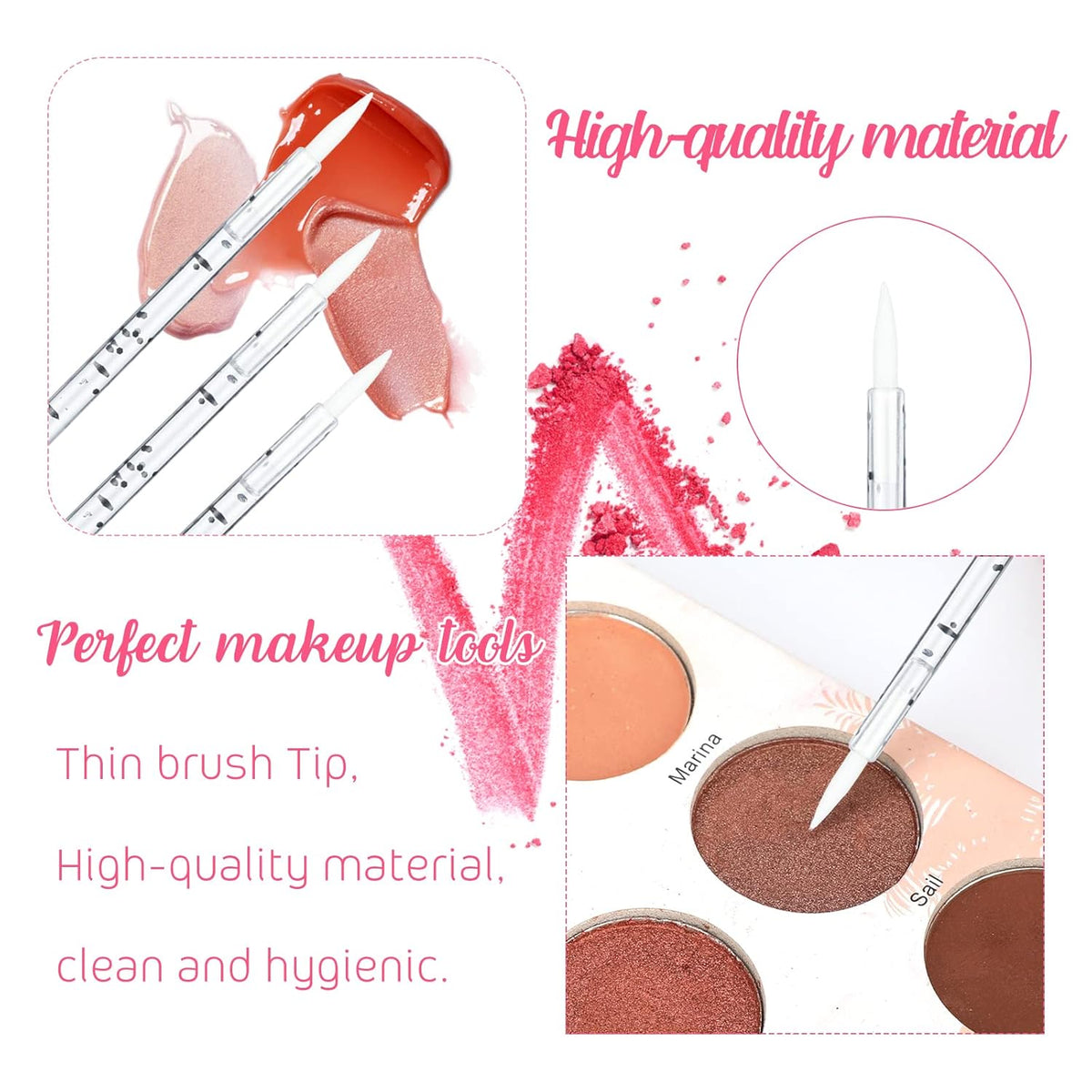 G2PLUS 100PCS Disposable Eyeliner Brushes, Eyebrow and Liner Brush Applicator, Cosmetic Eye Wands for Lip Liners, Eye Makeup, Eyelashes and Detail Painting (Crystal Black)