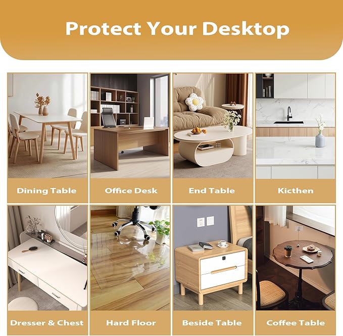 Clear Table Protector 42 x 72 Inch, 1.9mm Thick Waterproof PVC Plastic Table Cover, Durable Table Pad for Dining Room, Kitchen, Writing Desk, and Coffee Tables