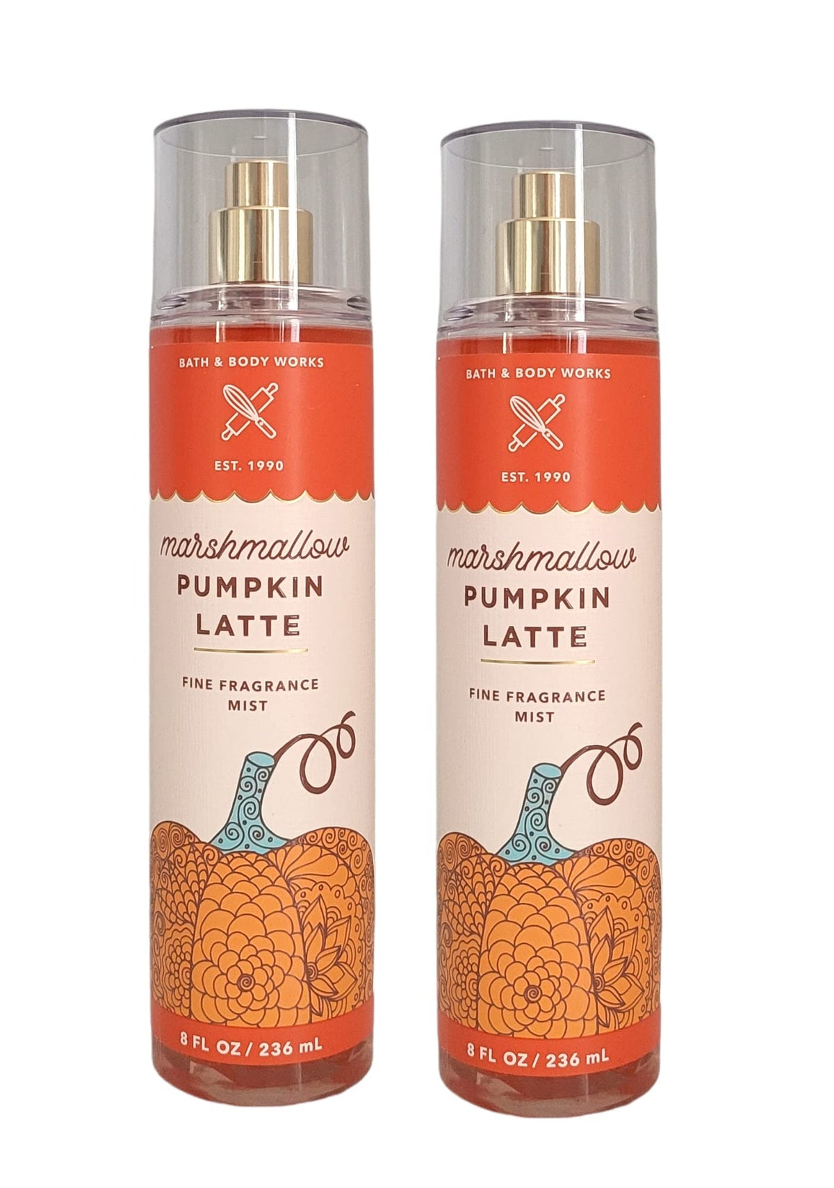 Bath and Body Works Marshmallow Pumpkin Latte Fine Fragrance Mists Pack Of 2 8 oz. Bottles (Marshmallow Pumpkin Latte)